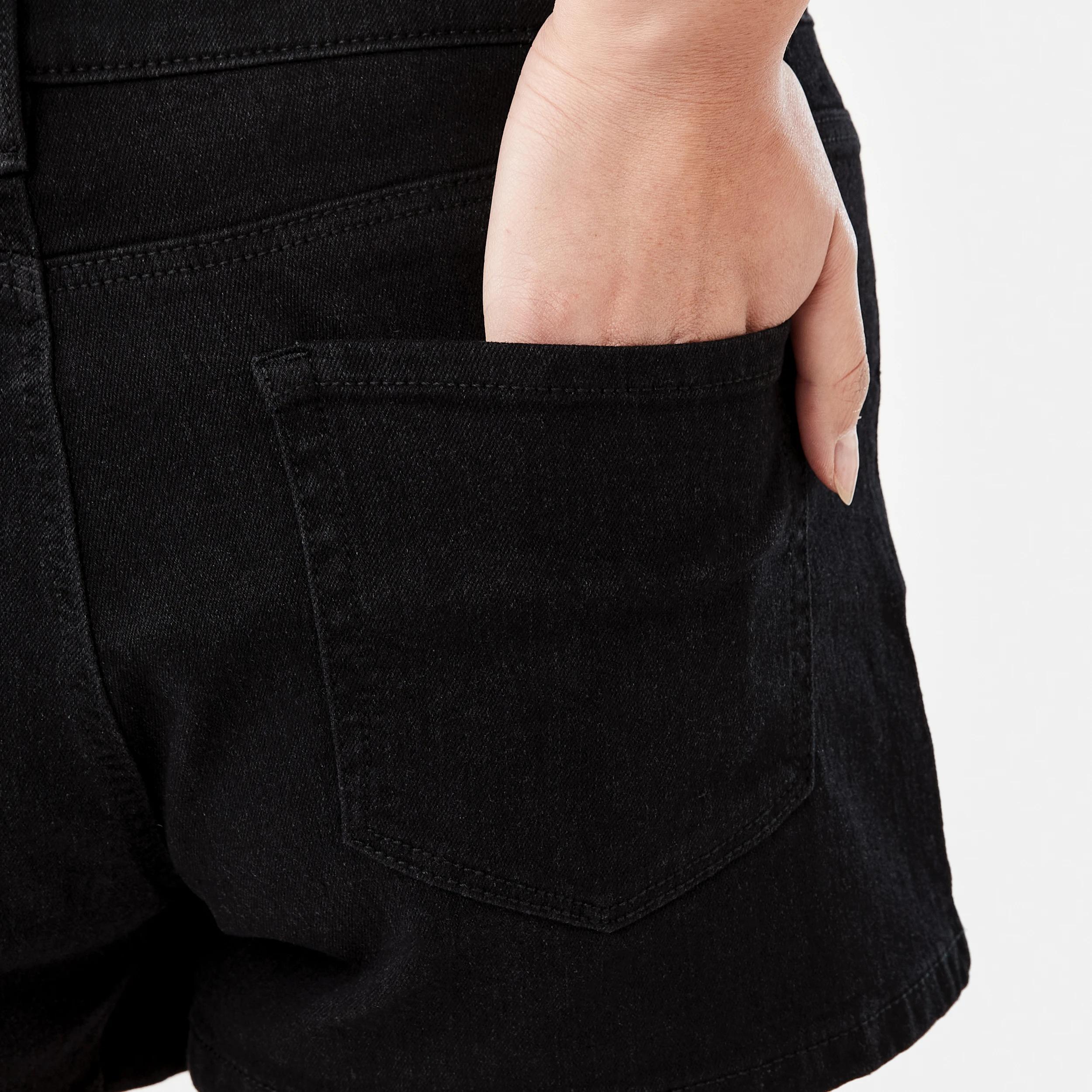 5 Mid Rise Denim Shorts BLACK WASH, 5 of 8