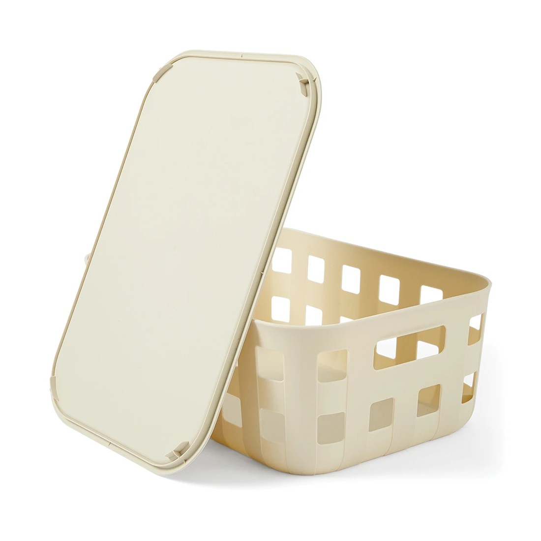 6 12L Rectangle Trellis Basket with Lid - Beige, 6 of 10