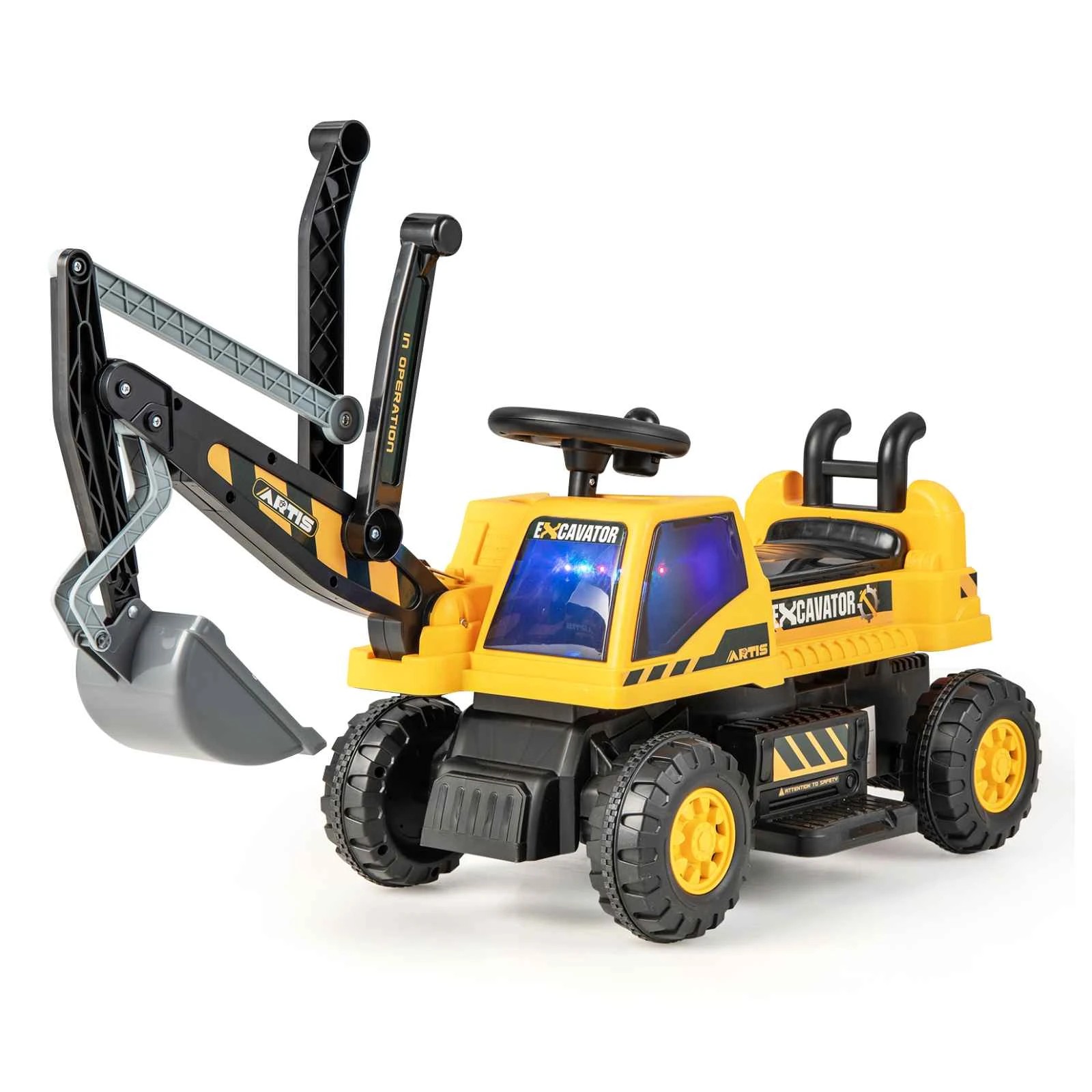 1 Costway Kids Ride on Excavator Adjustable Electric Tractor Digger - Yellow, 1 of 1