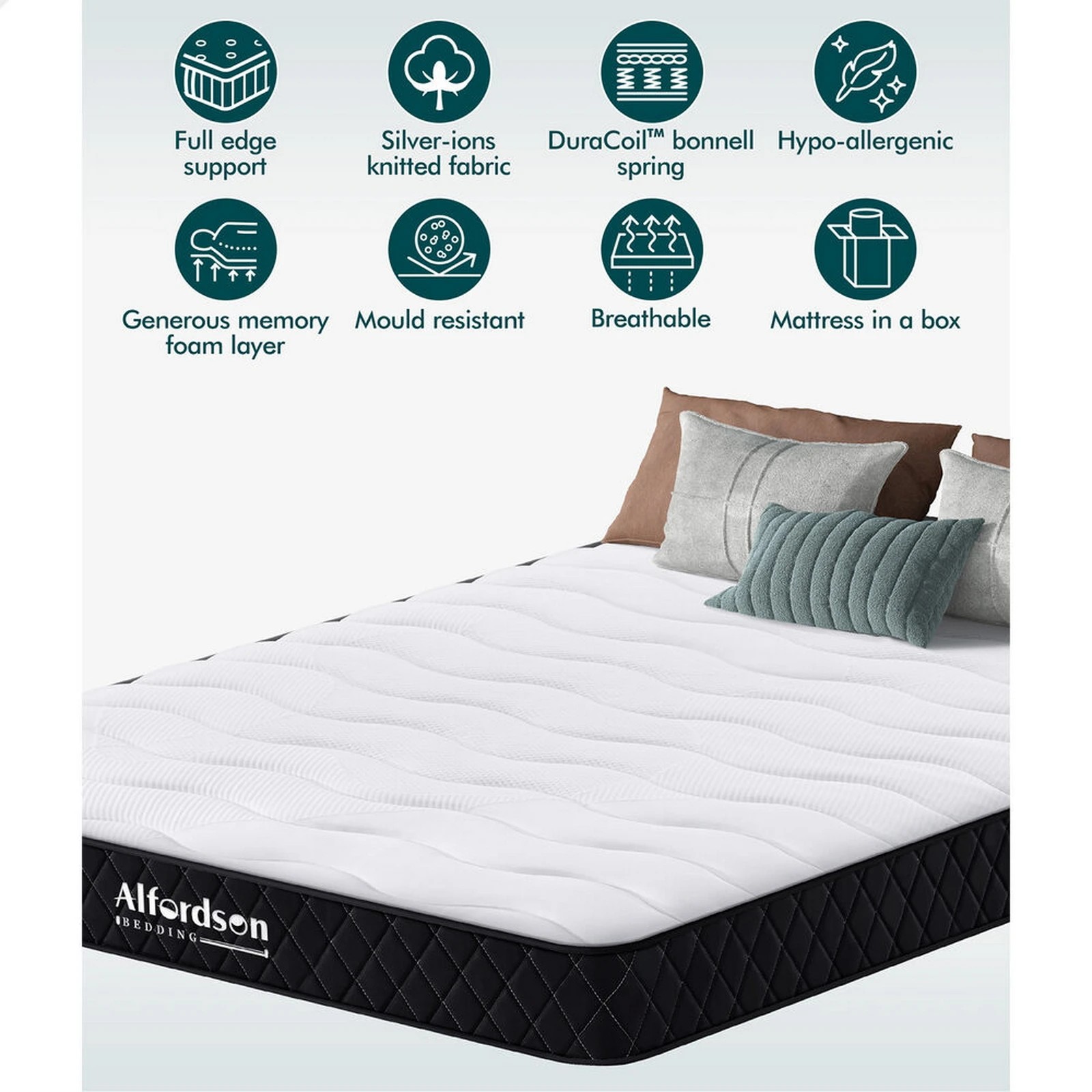 3 Alfordson Mattress 15CM Tight Top Spring Foam Bedding Medium Firm - Queen Bed, 3 of 10