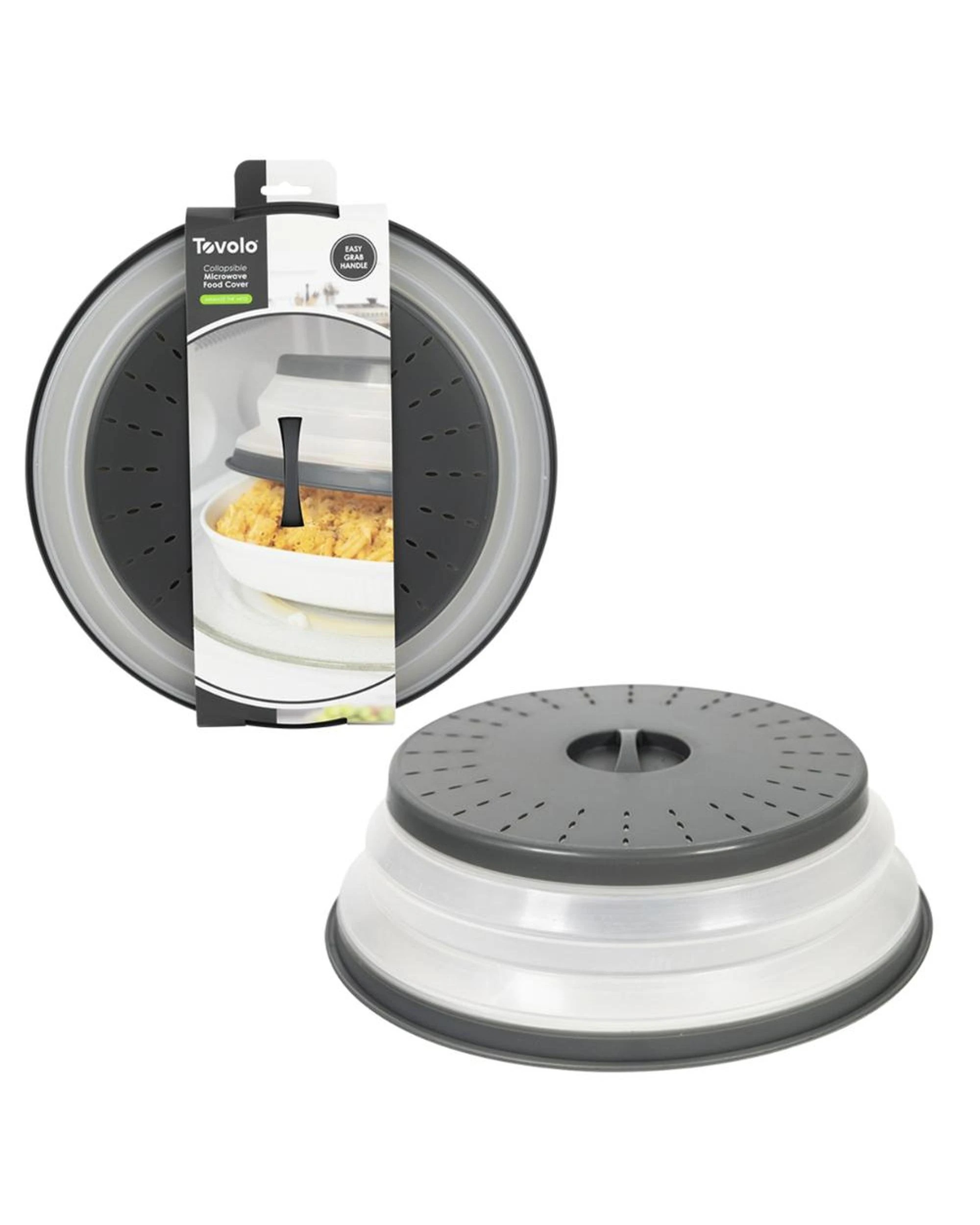 1 Tovolo Collapsible Microwave Food Cover AntiSplatter 26cm  Charcoal, 1 of 8