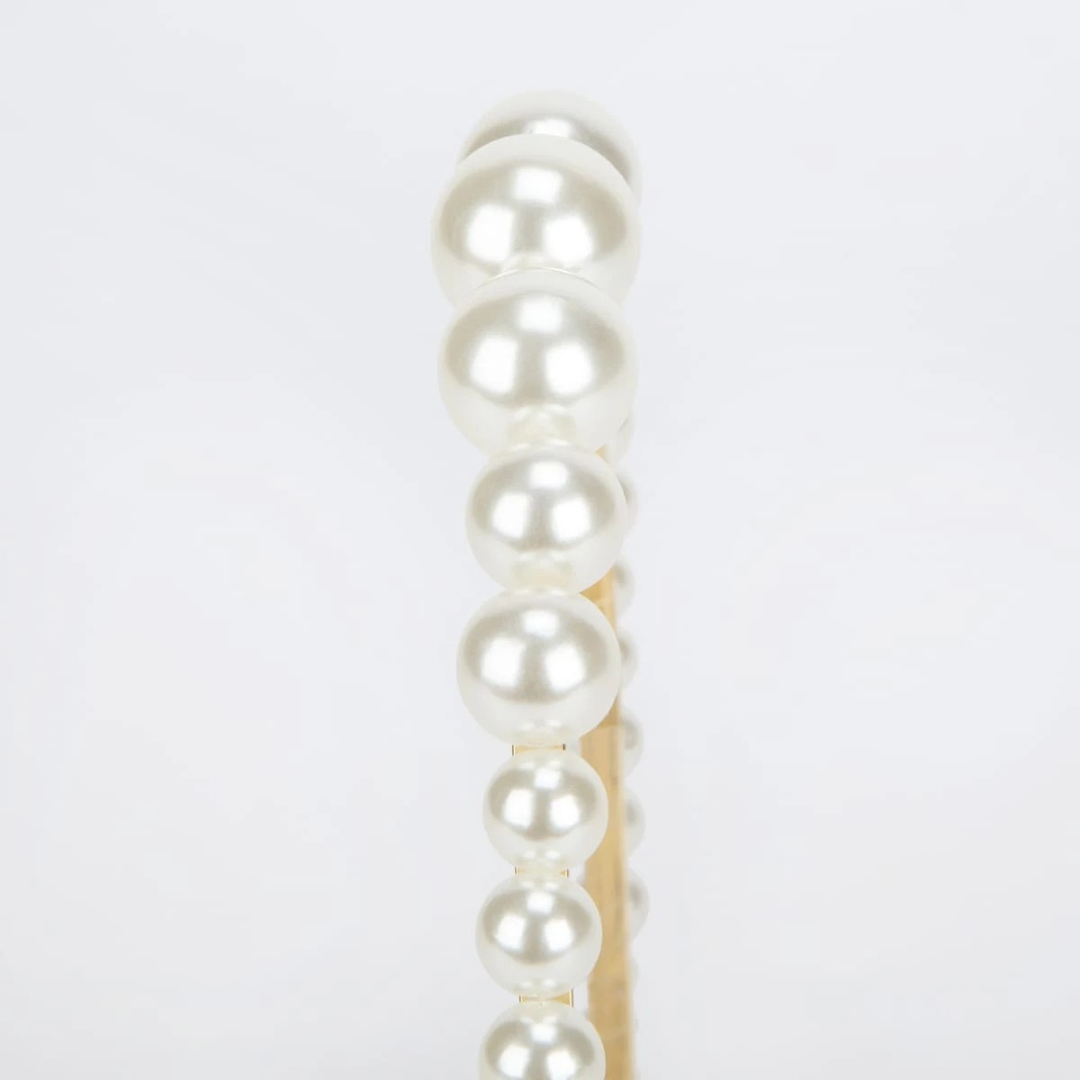 2 Faux Pearl Headband - White and Gold Tone, 2 of 4