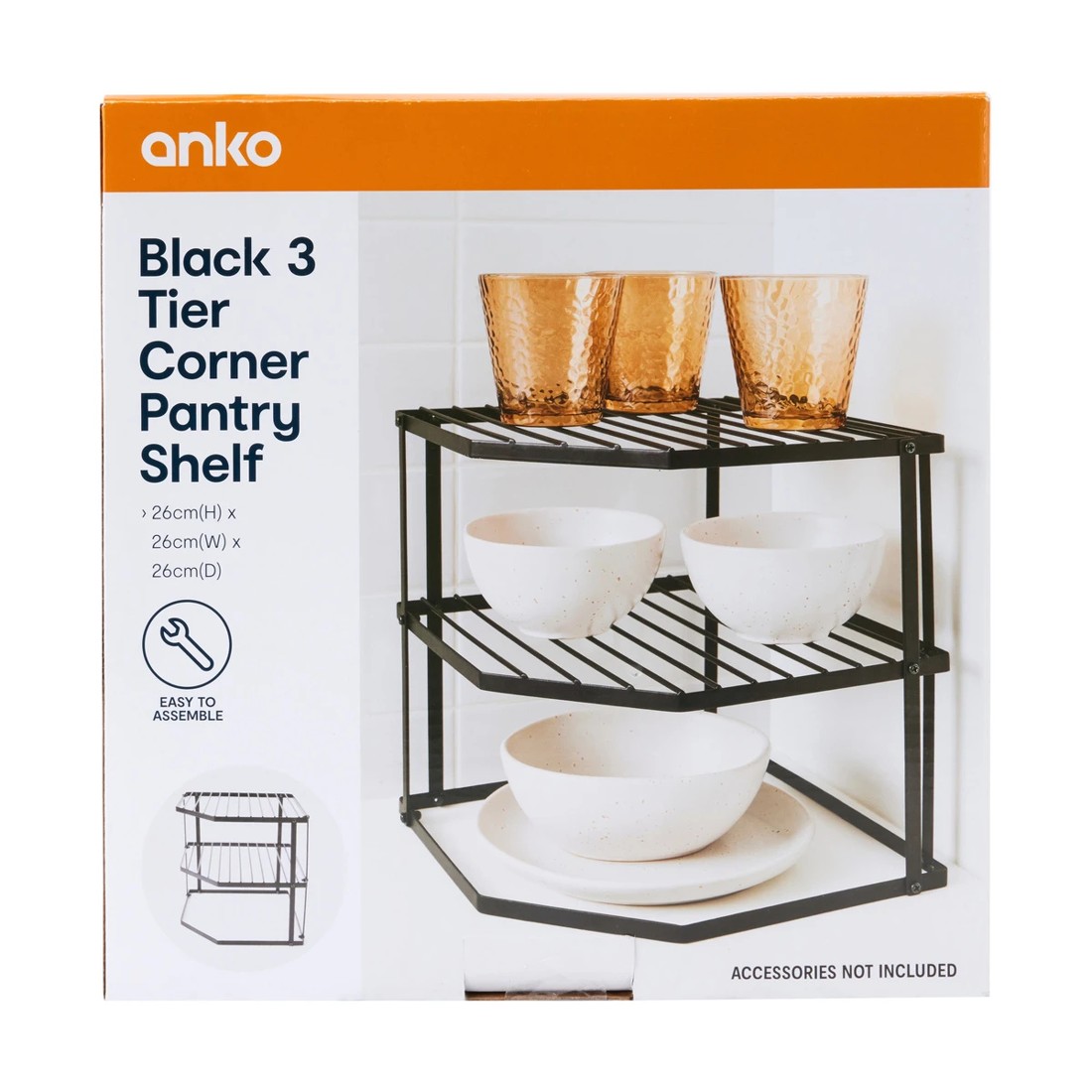 9 3 Tier Corner Pantry Shelf - Black, 9 of 9