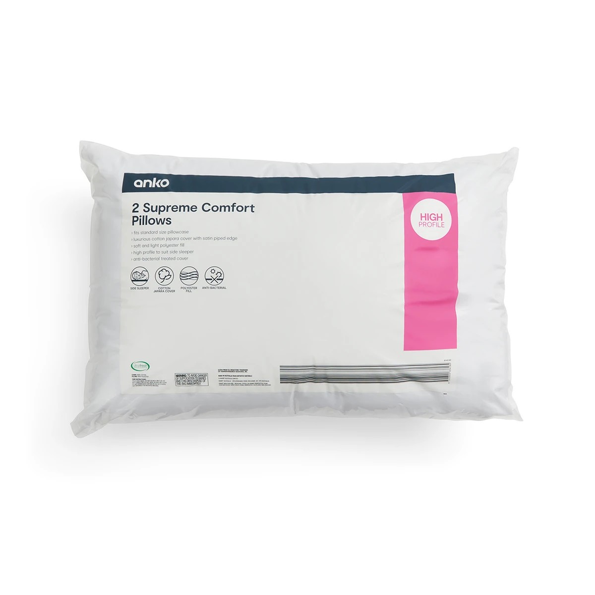1 2 Pack Supreme Comfort Pillows - High Profile, White, 1 of 6