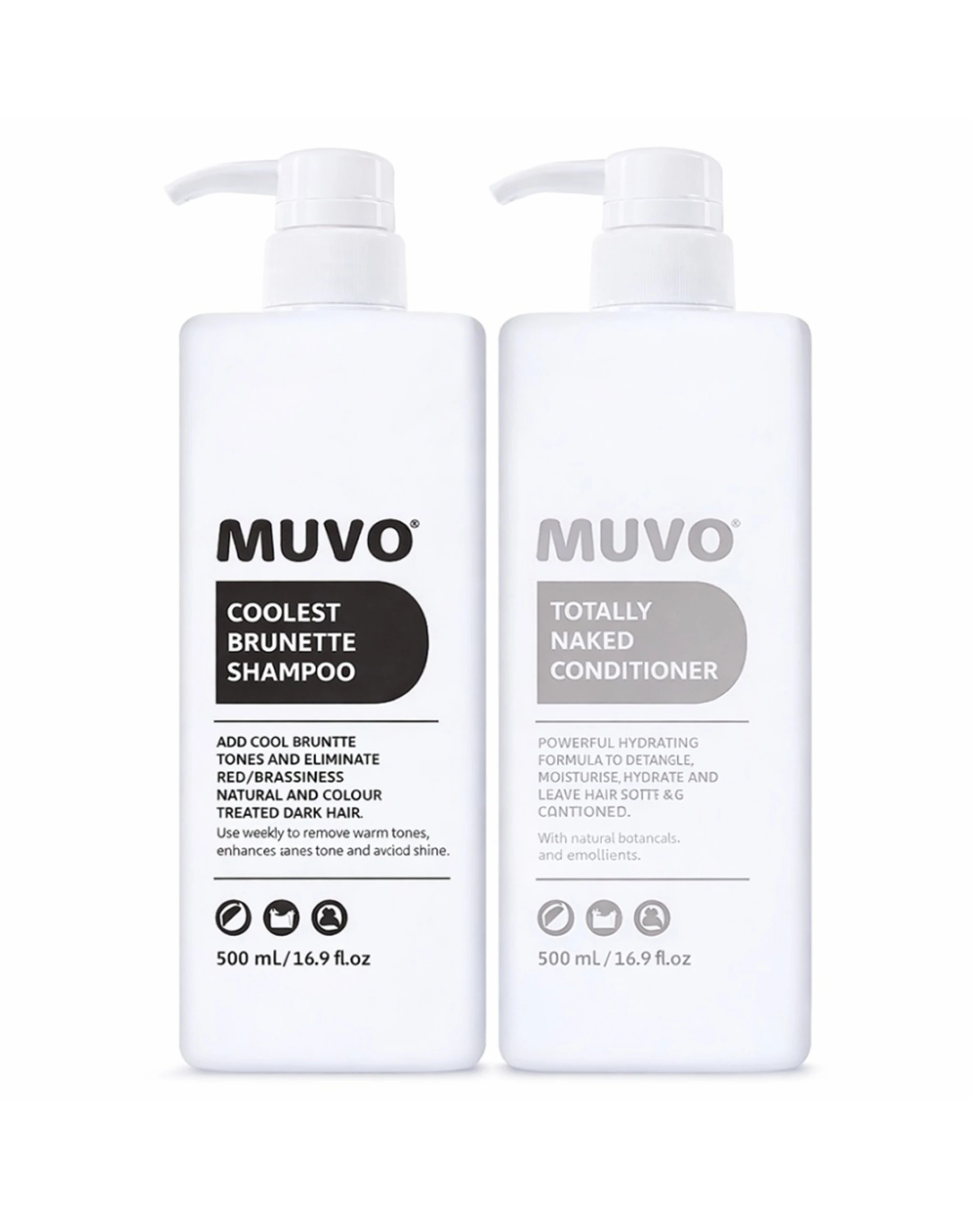 1 Muvo 2pc Coolest Brunette Shampoo & Totally Naked Conditioner Set 500ml - White, 1 of 1