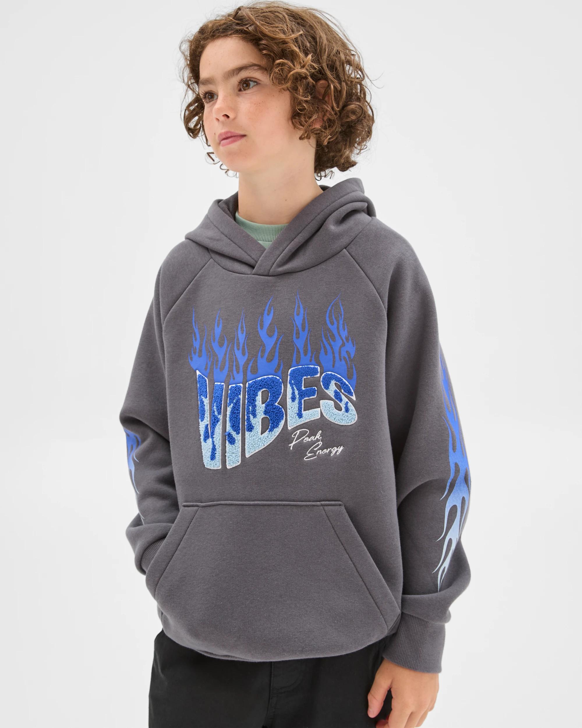 3 Target Kids Long Raglan Sleeve Heavyweight Popover Hoodie BLACK, 3 of 7