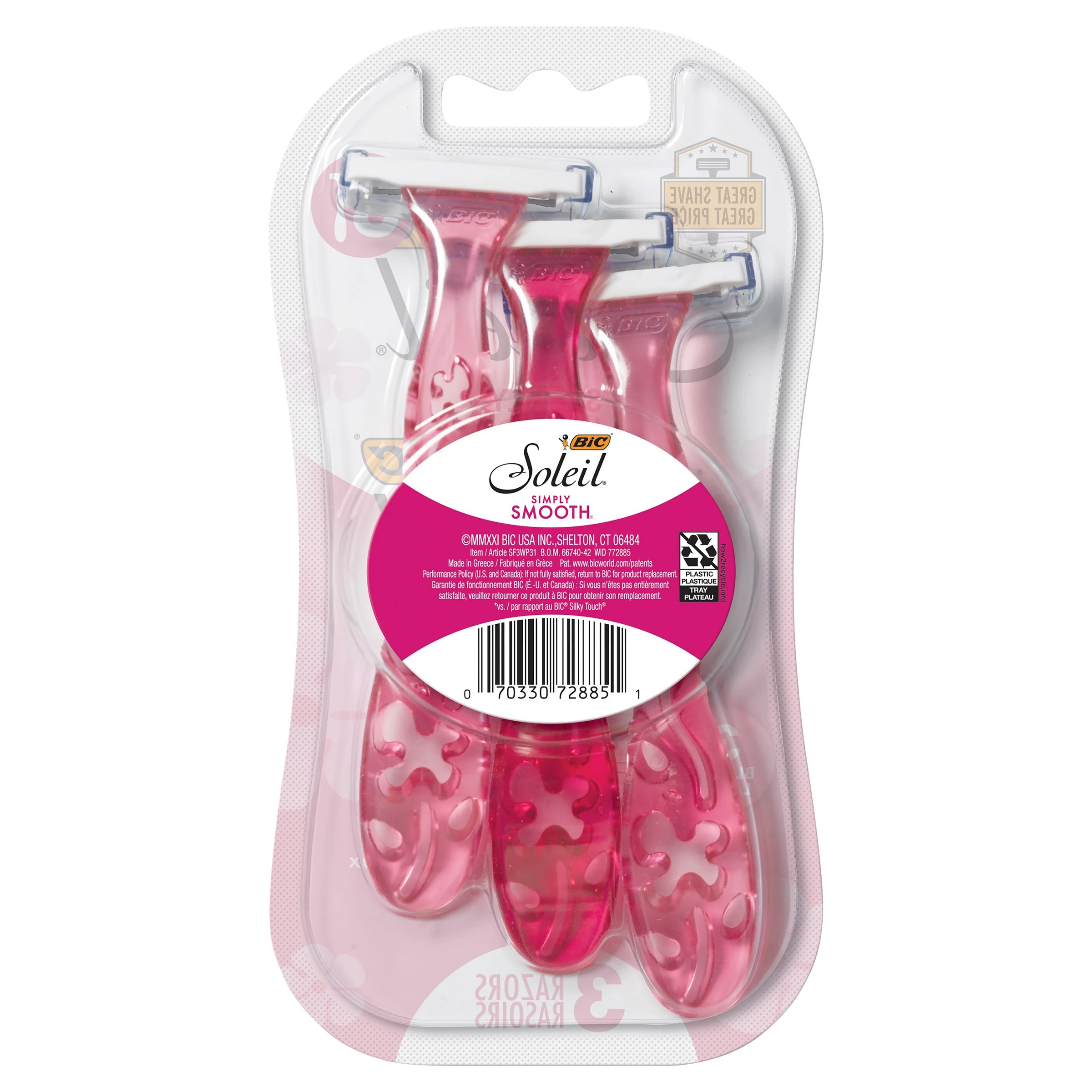 2 BIC 3 Pack Simply Soleil Womens Disposable Razors, 2 of 10