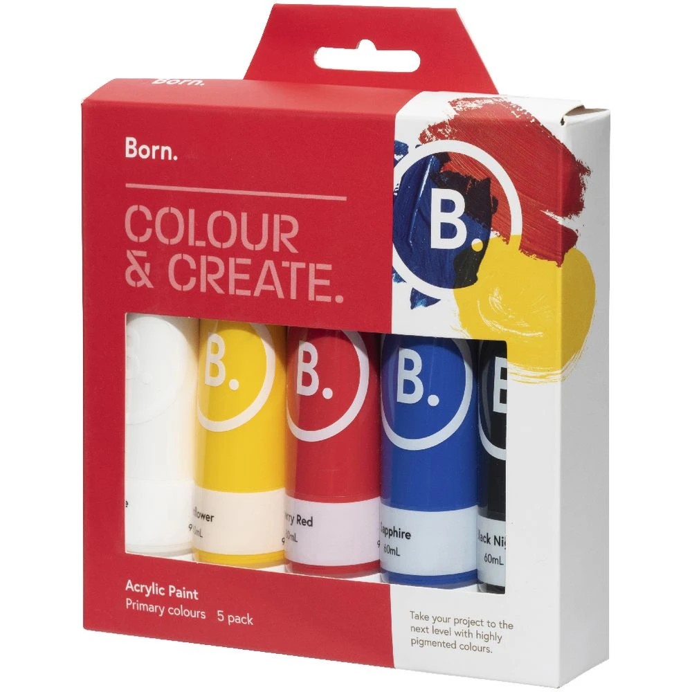 5 Born Acrylic Paints 60mL Primary Colours 5 Pack, 5 of 6