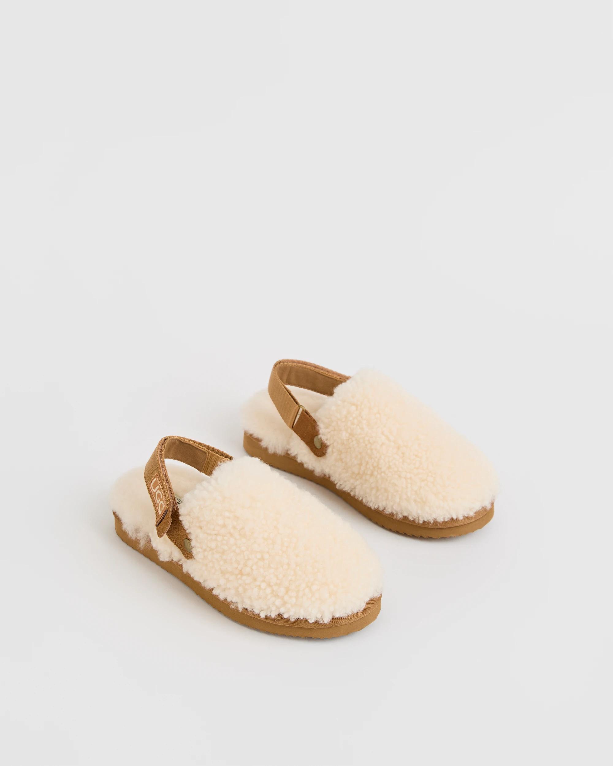 2 Australian Design Ugg Boots and Slippers Australian Design Genuine Suede Leather and Sheepskin Sherpa Clogs WHITE, 2 of 3