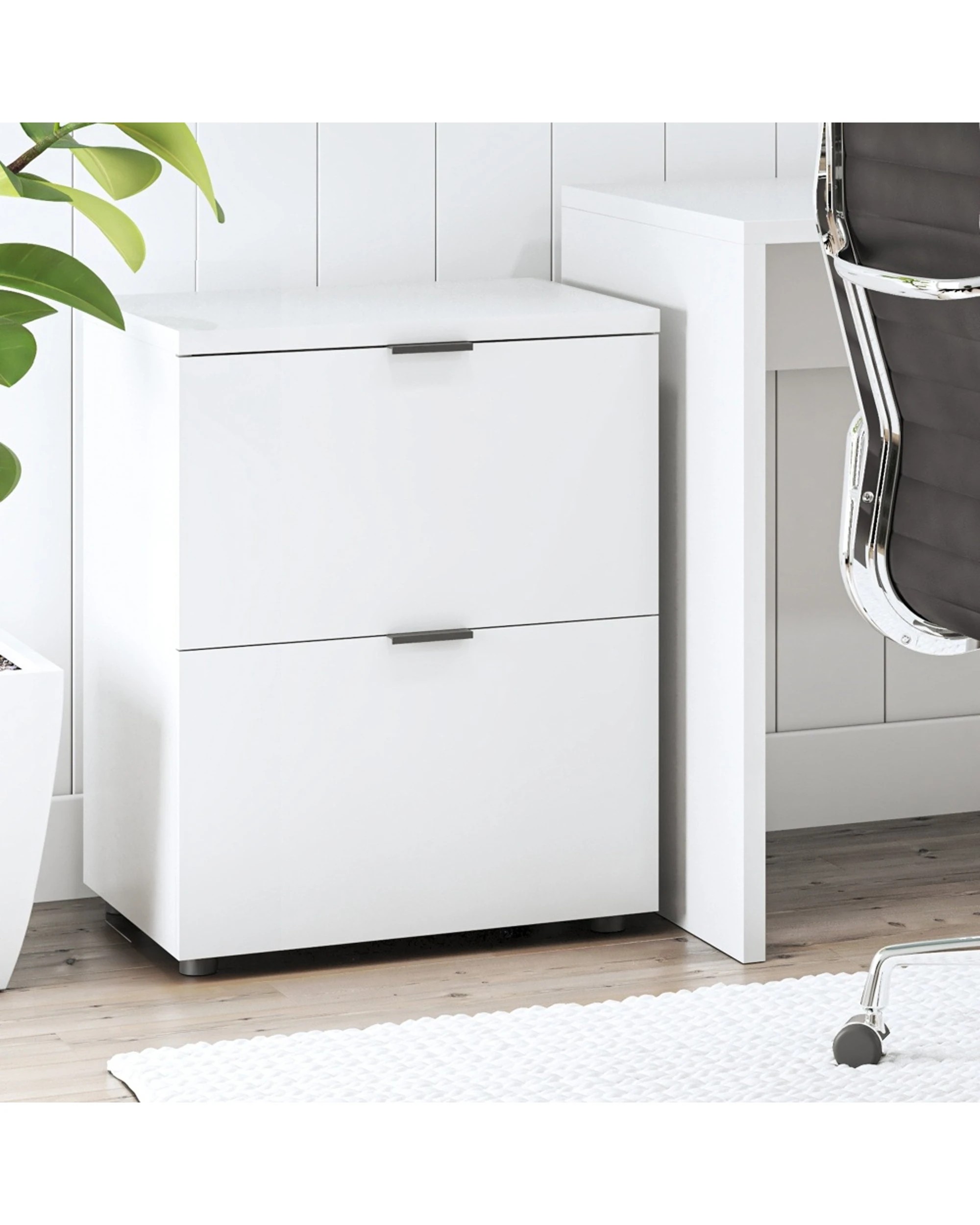 2 Alpine Bay Rico 2 Drawer Filing Cabinet Office Storage Unit - White, 2 of 4
