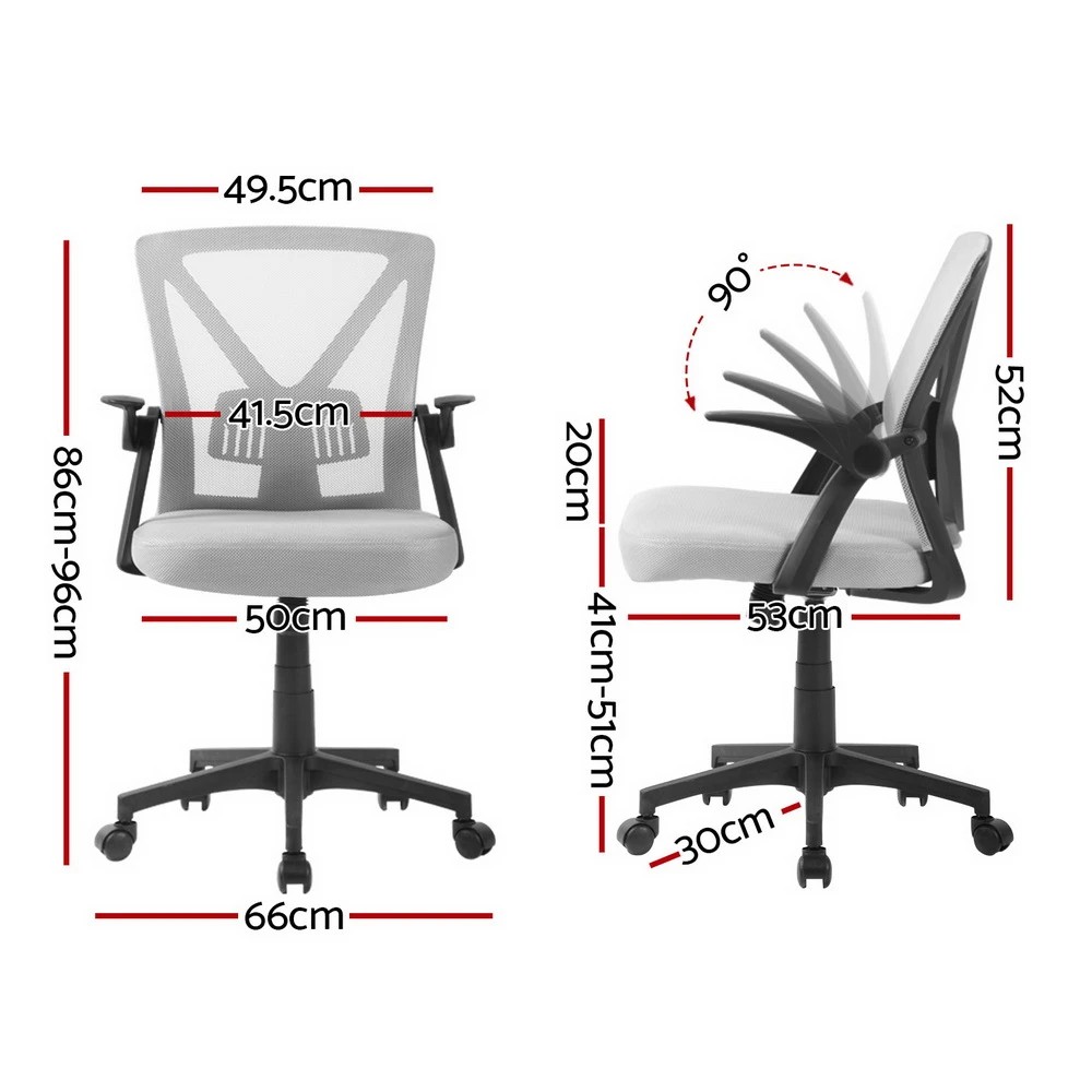 2 Artiss Mesh Office Chair Mid Back - Grey, 2 of 5