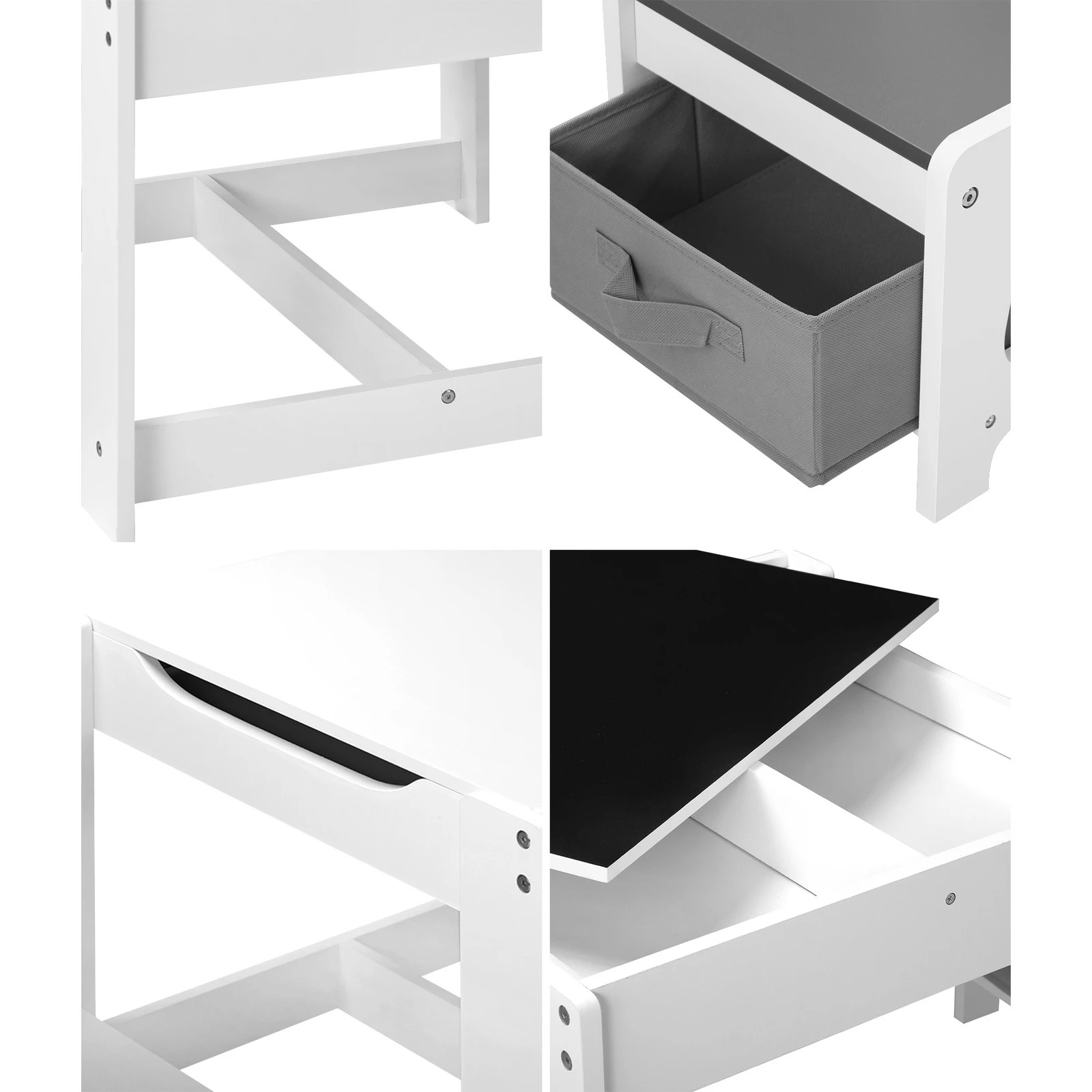 5 Oikiture Kids Table And Chairs Set Activity Play Study Desk W/ Toys Storage Box
 - Grey, 5 of 9