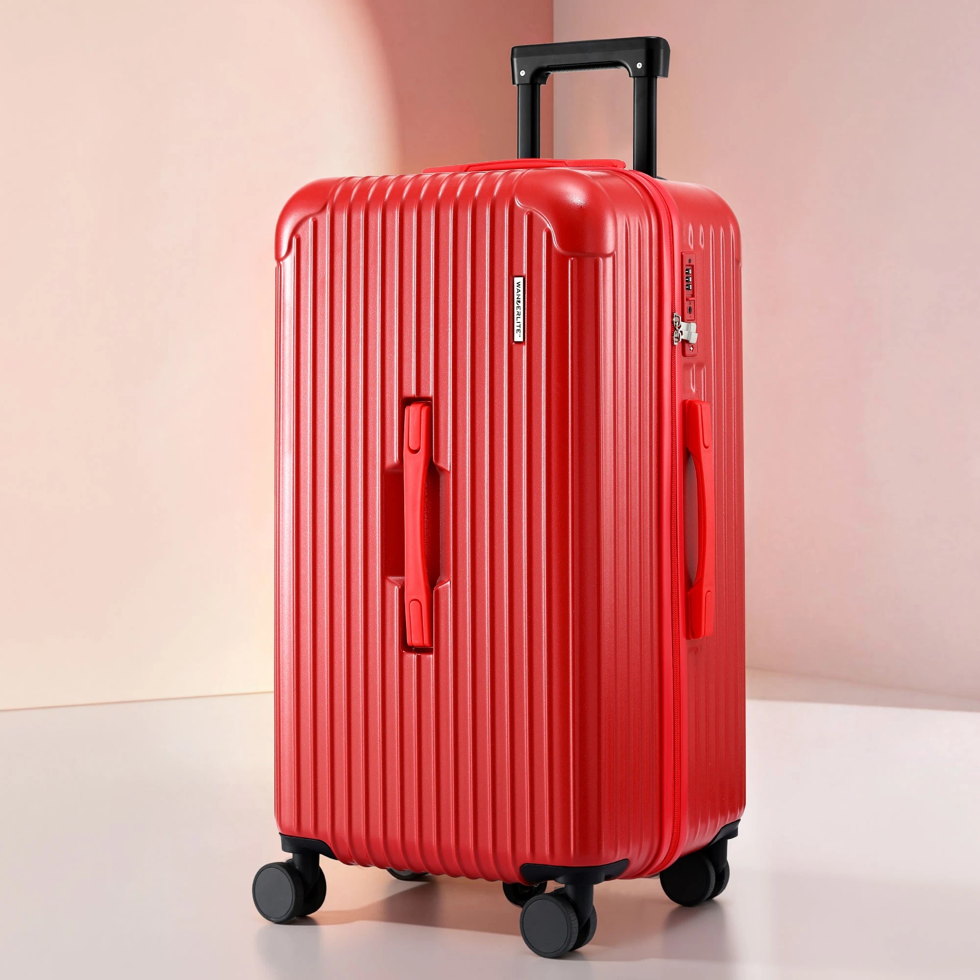 4 Wanderlite 28" Trunk Luggage Suitcase Travel 5 Wheels Type C Port TSA Red - Red, 4 of 4