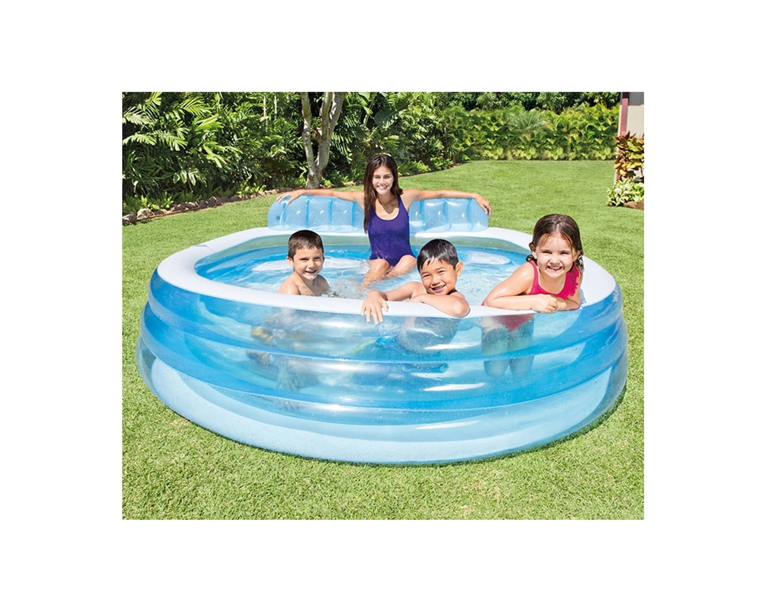2 INTEX Swim Center Family Lounge Pool Inflatable Pool Large Swimming Pool - Blue, 2 of 4