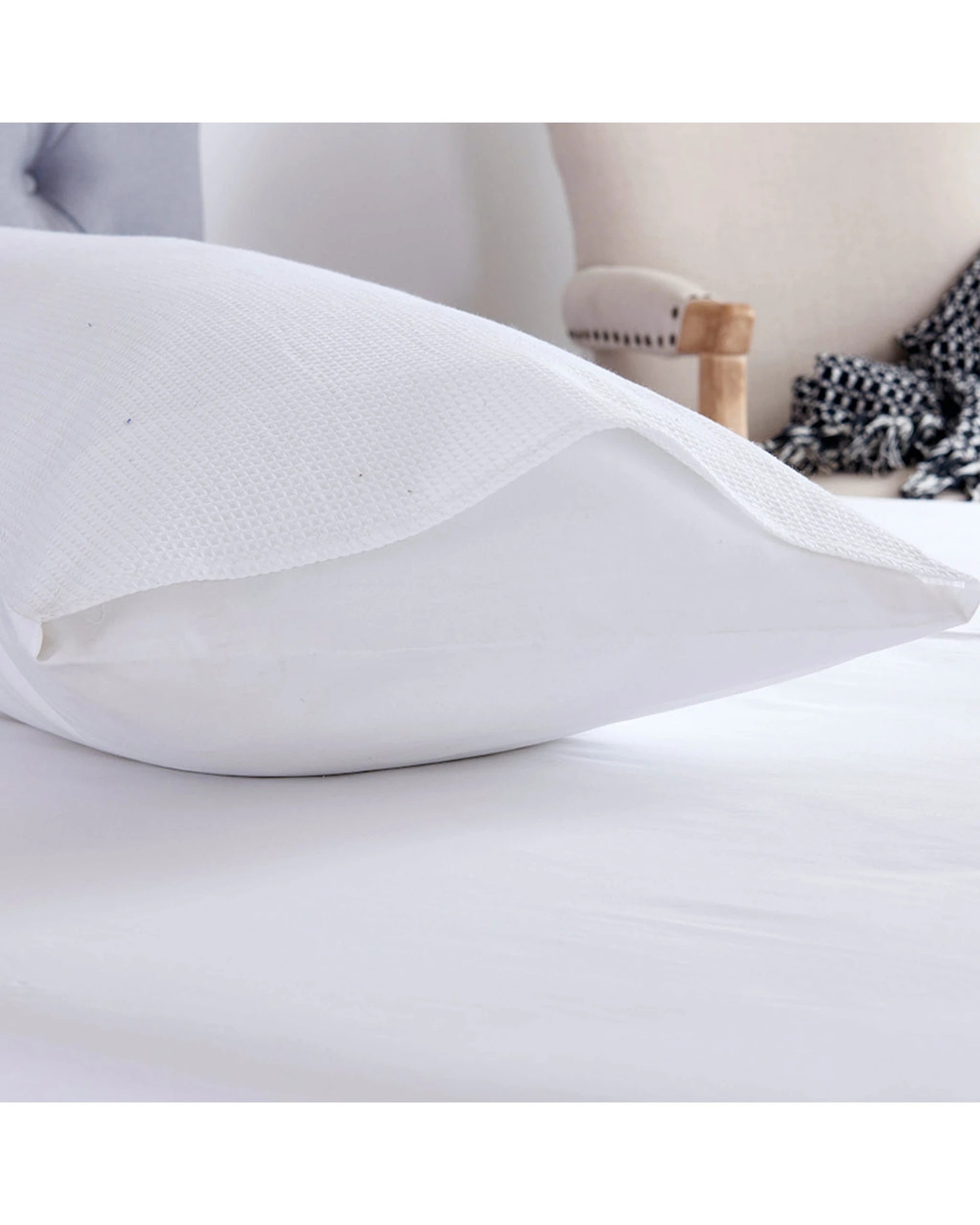 3 Cotton More 100% Premium Cotton Waffle Body Pillow Slip Cover 48x150cm - White, 3 of 6