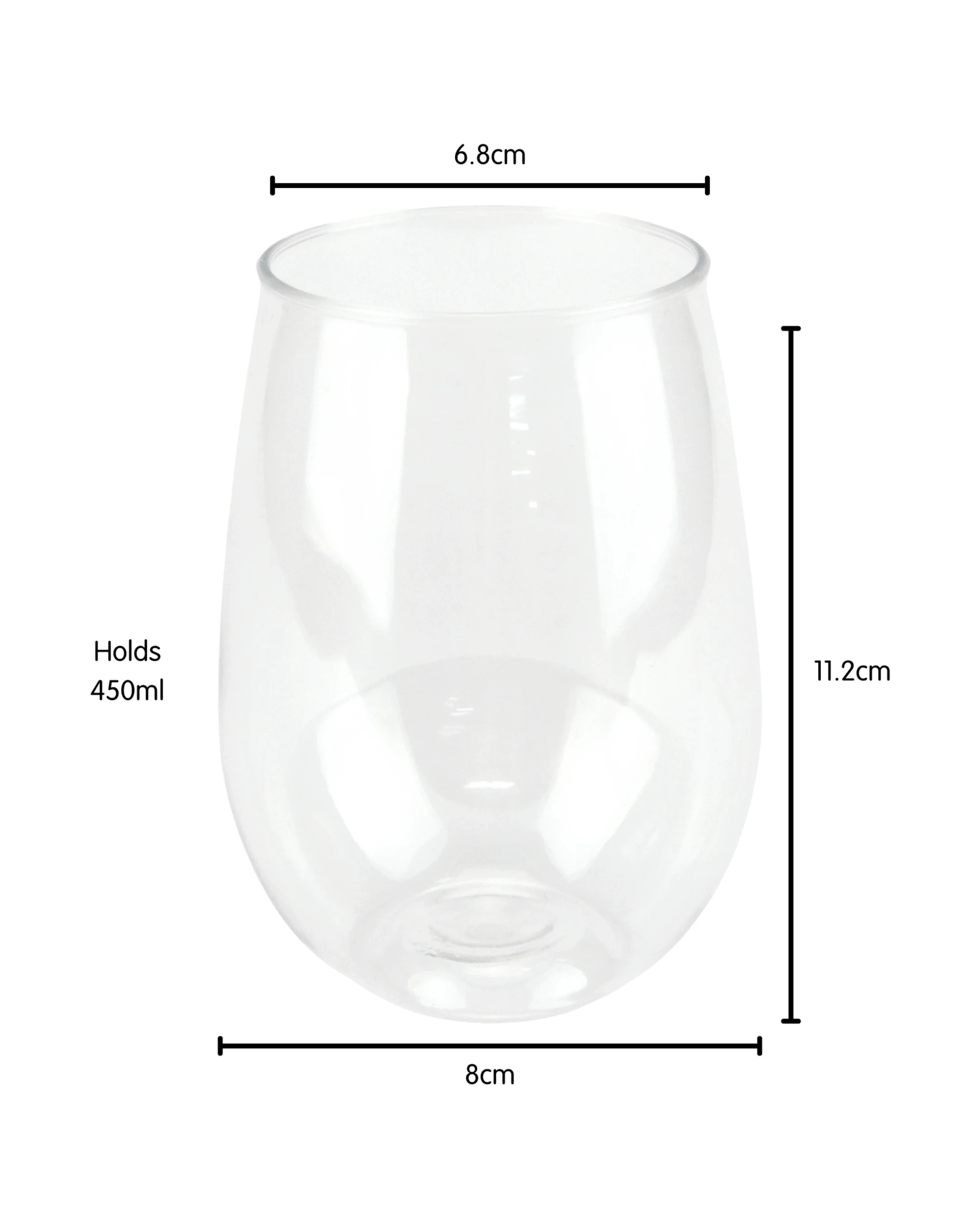 2 Spice Kitchen Acrylic Stemless Wine Glass 450ml - Clear, 2 of 3