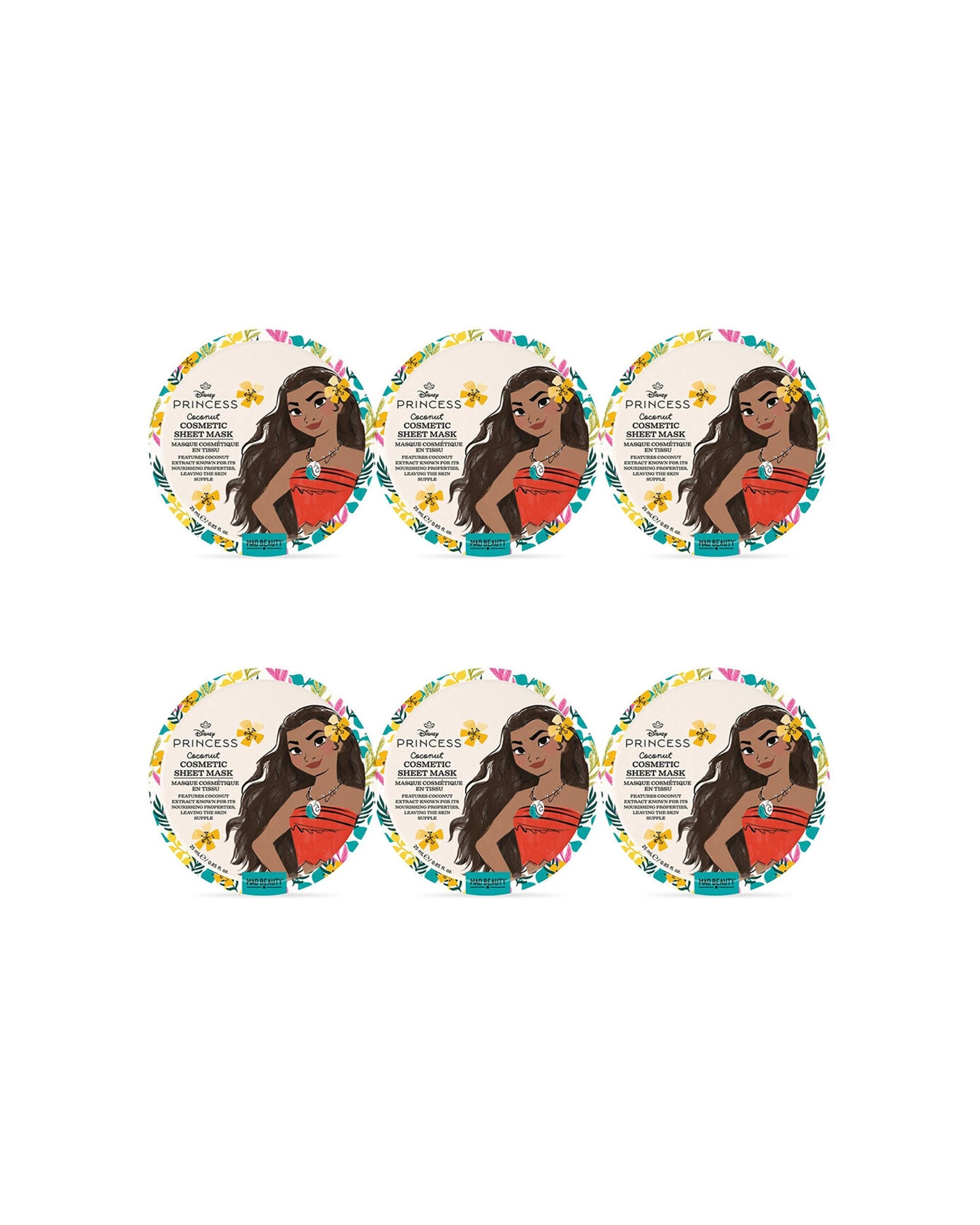 1 Disney Moana Cosmetic Skincare Sheet Mask With Hyaluronic Acid Coconut 6PK 25ml - Multi, 1 of 2