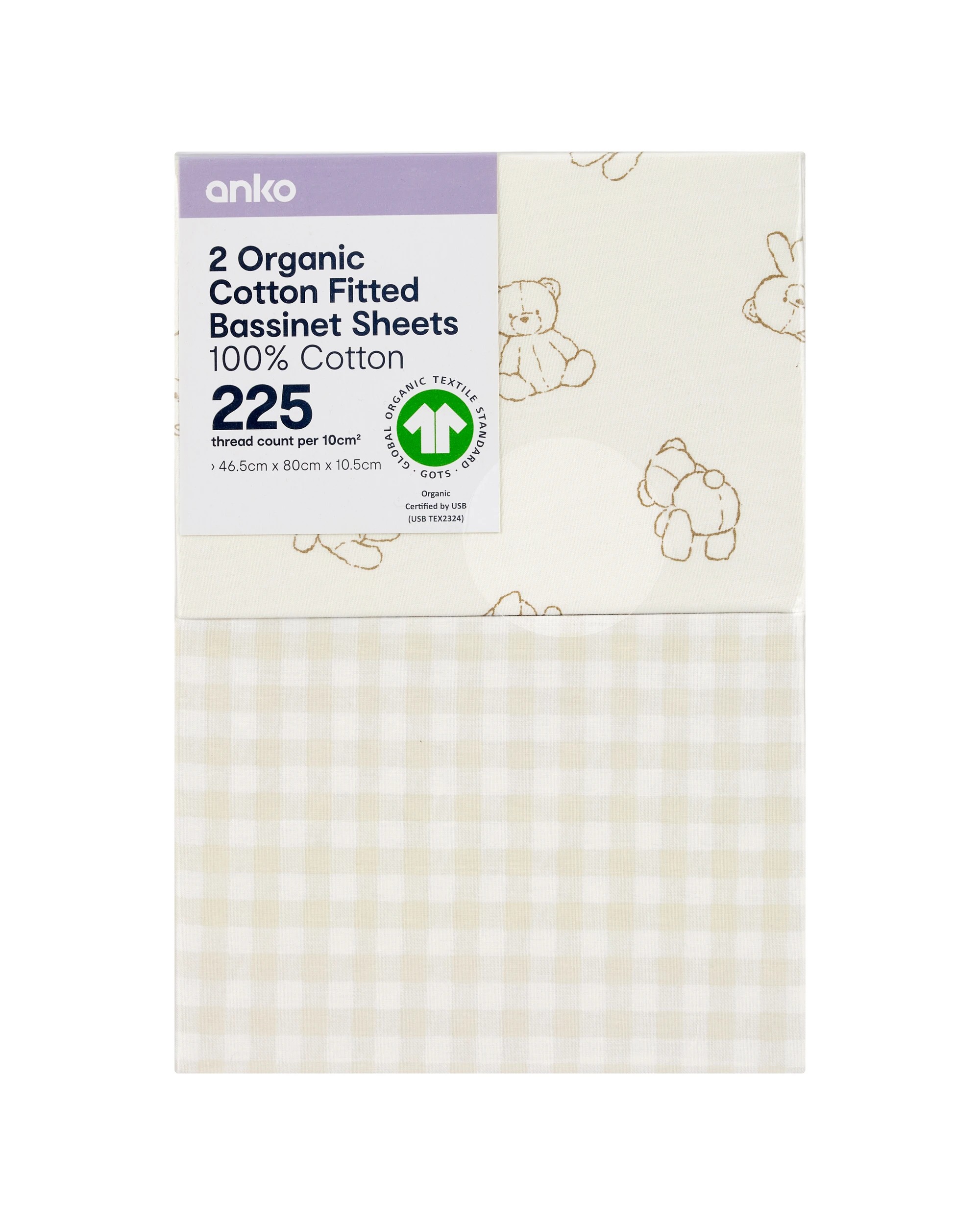 6 2 Pack Organic Cotton Fitted Bassinet Sheets, 6 of 6