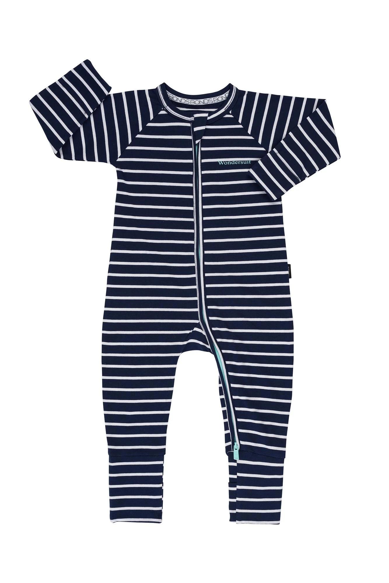 4 Bonds Baby Stripe Zip Wondersuit Coverall NAVY BLUE/WHITE STRIPE, 4 of 5