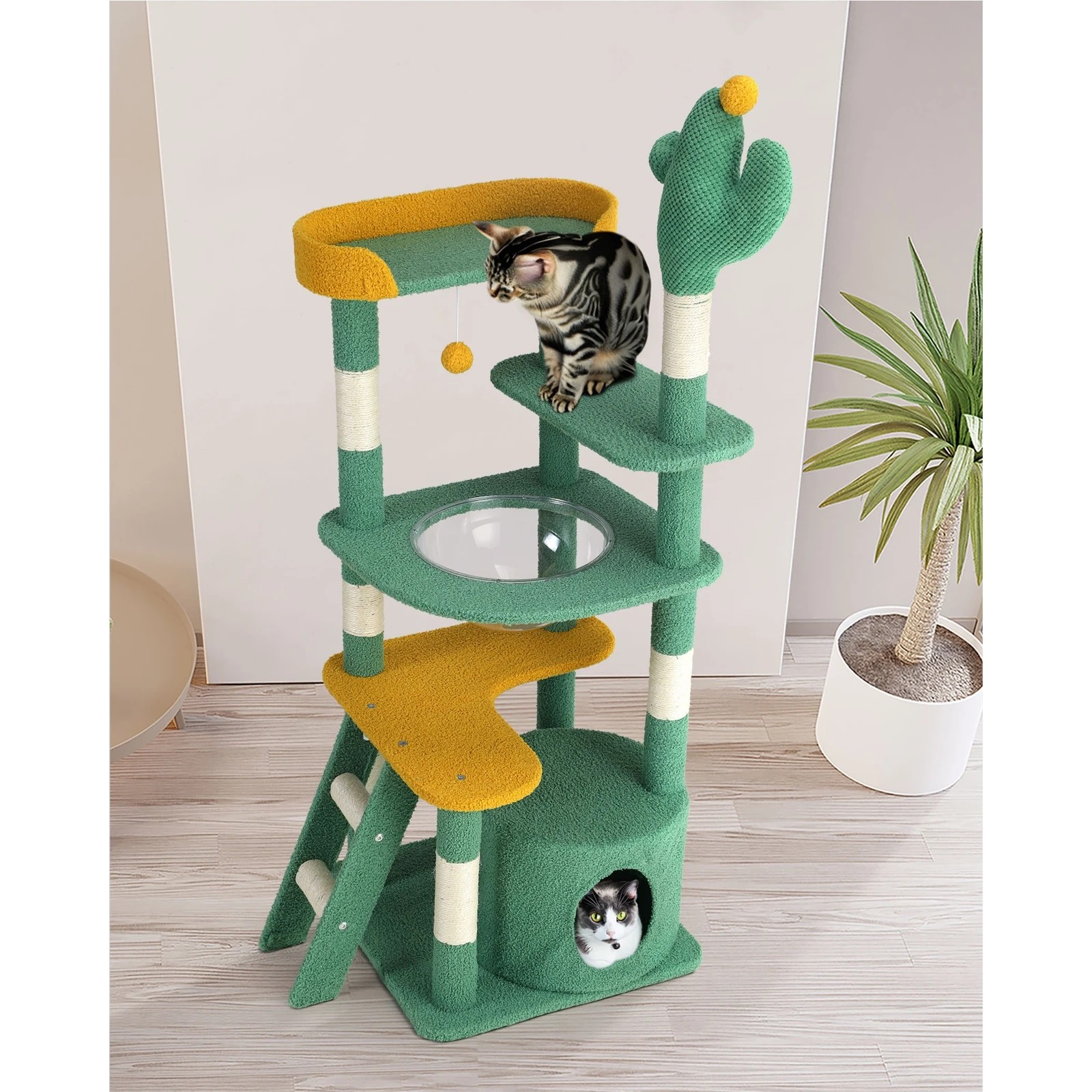 3 Alopet Cat Tree Tower Scratching Post 144cm Pet Condo House Furniture Scratcher
 - Green, 3 of 9