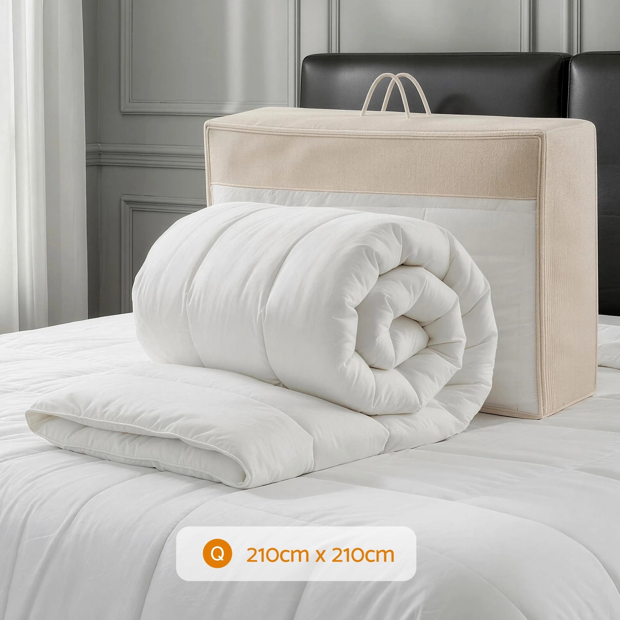 2 Giselle 800GSM Wool Quilt Winter Doona- Queen Bed - White, 2 of 4