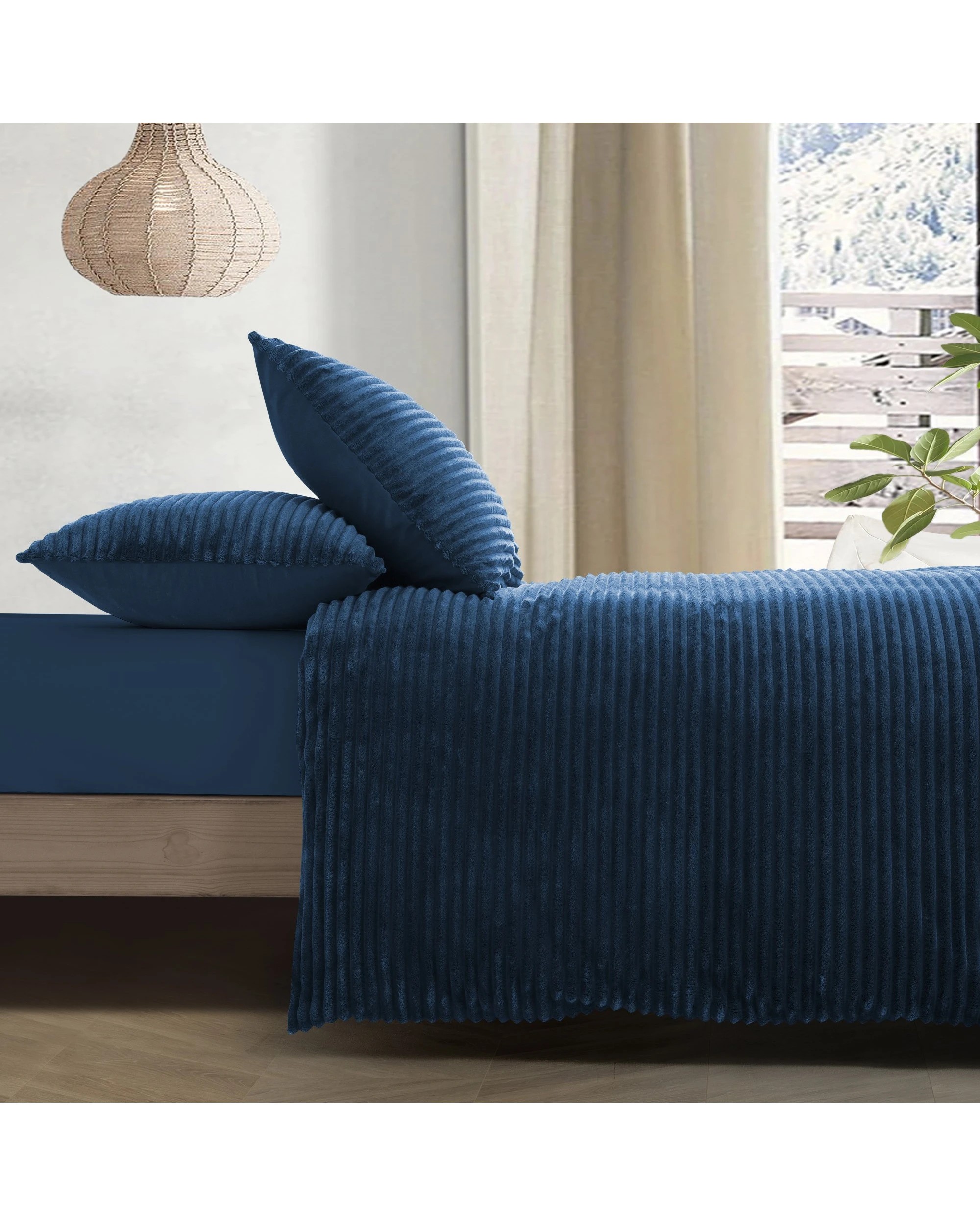 3 Dreamaker Signature Embossed Corduroy Fleece Quilt Cover Set - King Single Bed - Teal, 3 of 7