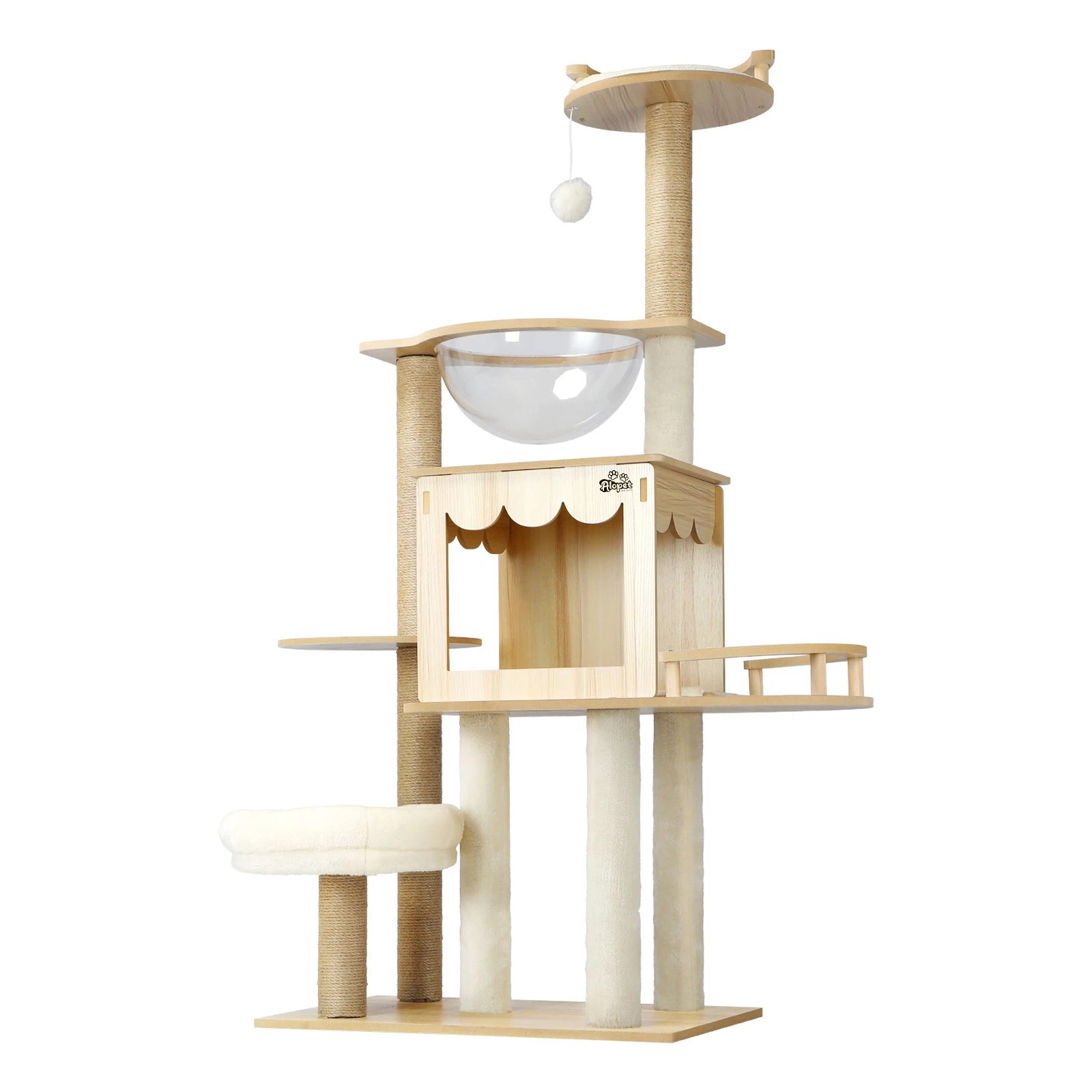 1 Alopet Cat Tree Scratching Post Tower Condo Scratchers Kitten Furniture 131cm
 - Natural, 1 of 8