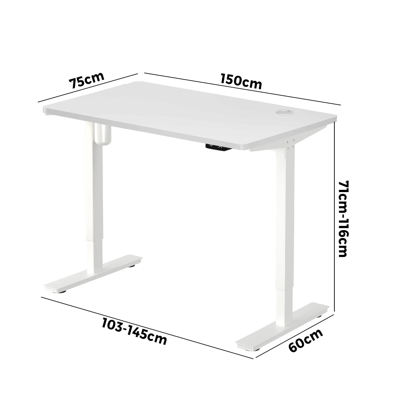 4 Oikiture 150cm Electric Standing Desk Single Motor
 - White, 4 of 4