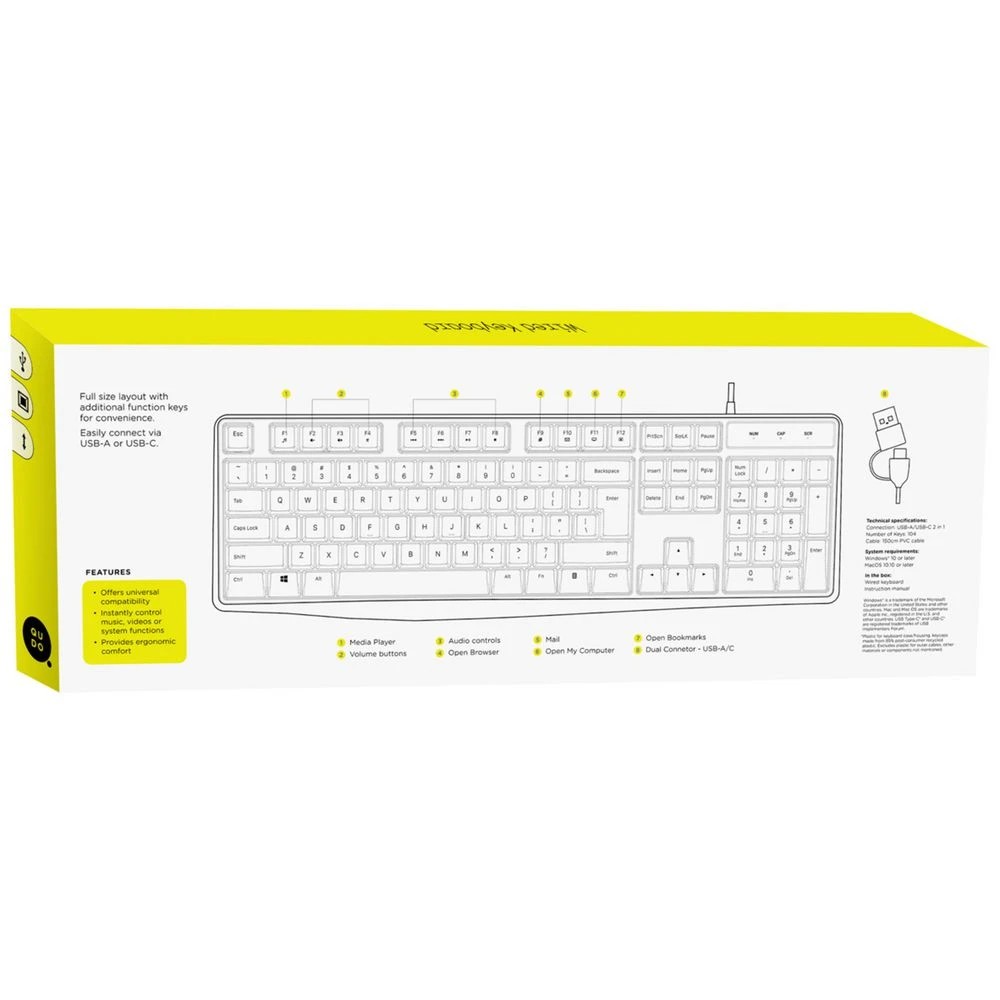 5 Qudo Essentials Wired Keyboard Black, 5 of 5