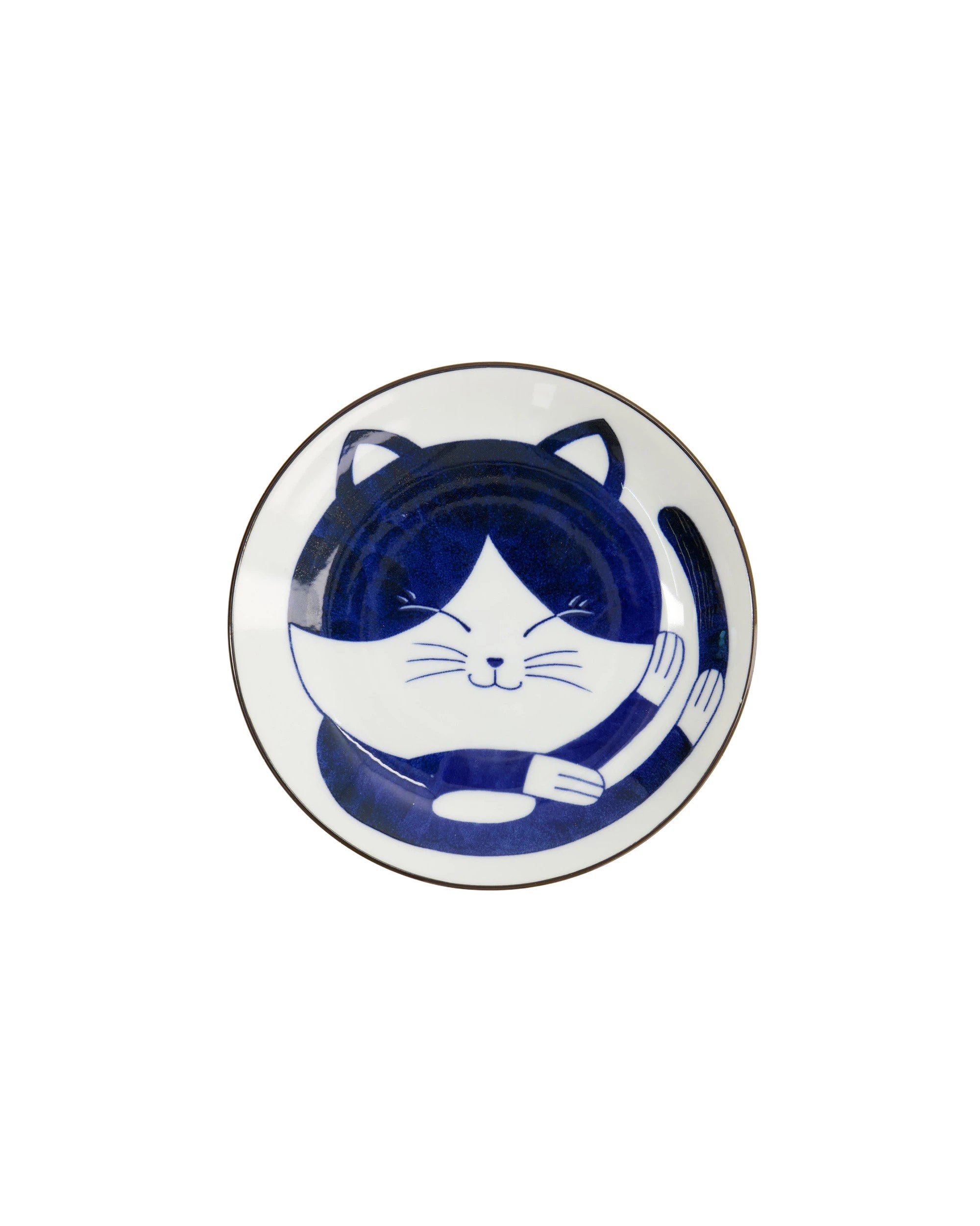 1 Tokyo Design Kawaii Cat Neko Plate 16.5cm Porcelain Microwave Safe - Blue, 1 of 4