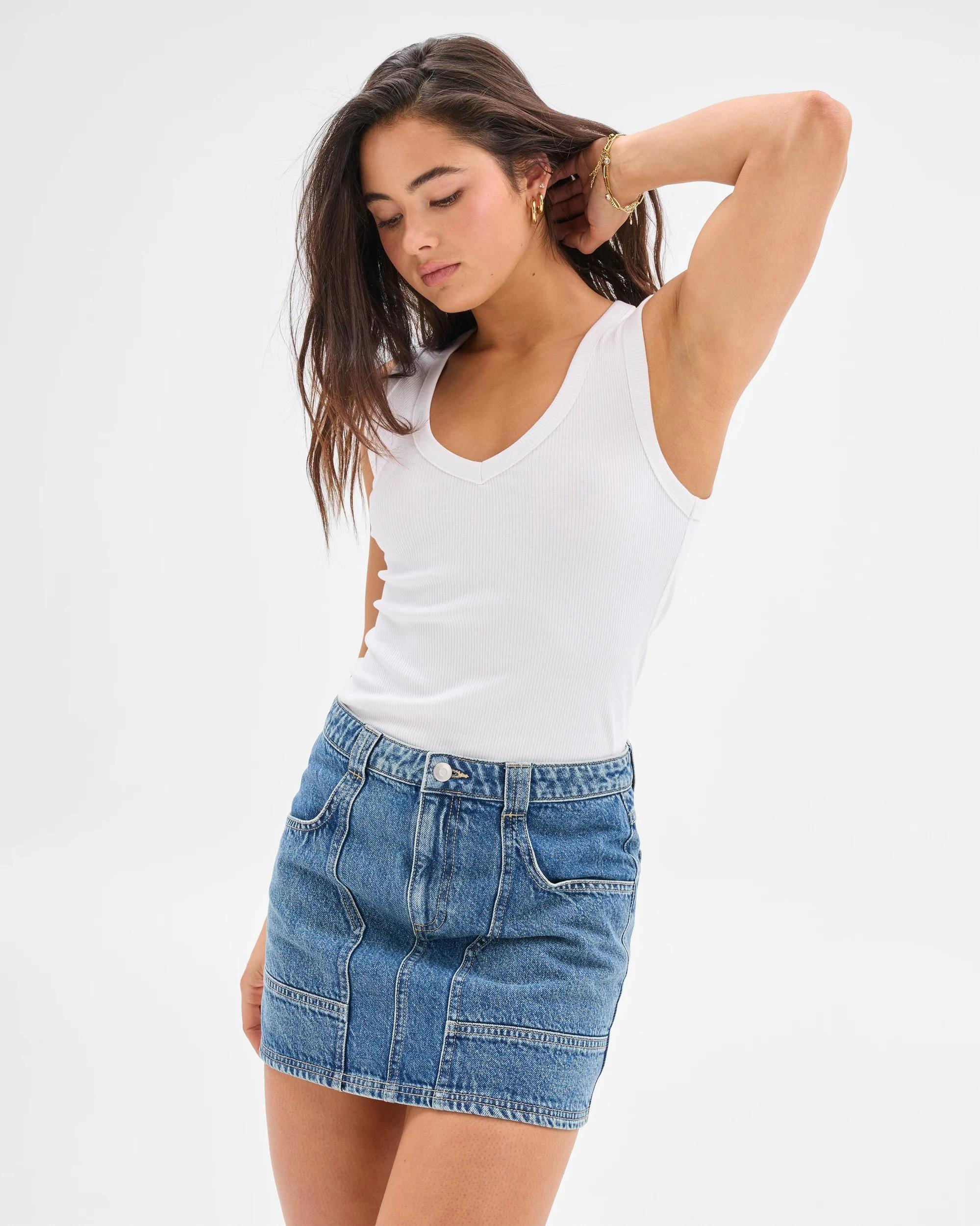 2 Patch Pocket Denim Mini Skirt - Lily Loves VINTAGE STONE WASH, 2 of 7