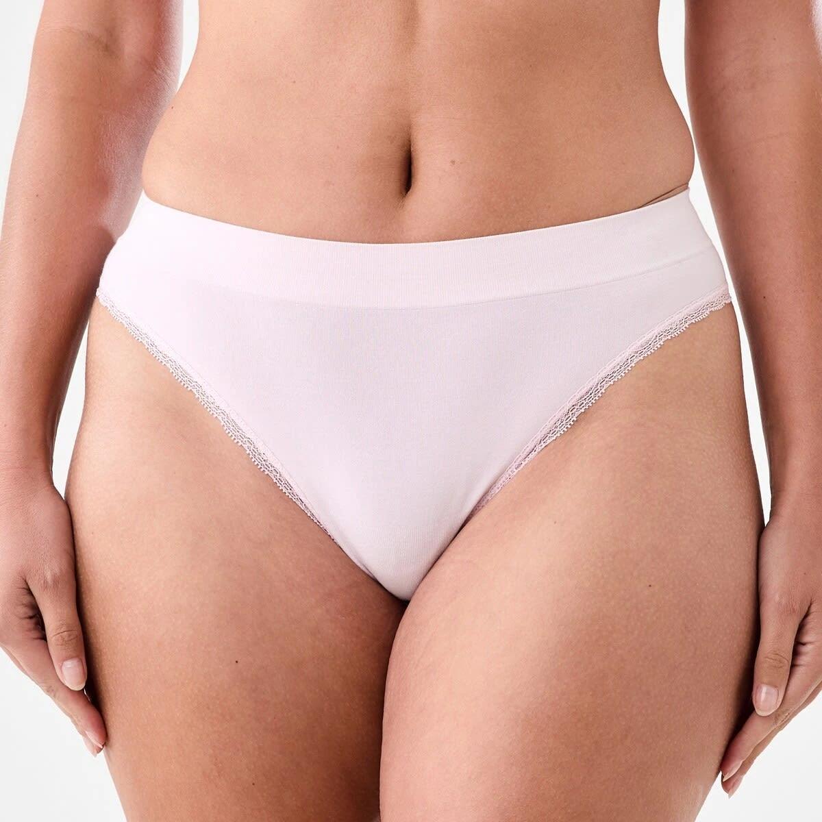 4 3 Pack Seamfree Bamboo Lace G-string Briefs PINK CHALK, WHISPER WHITE, LIGHT FAWN, 4 of 8