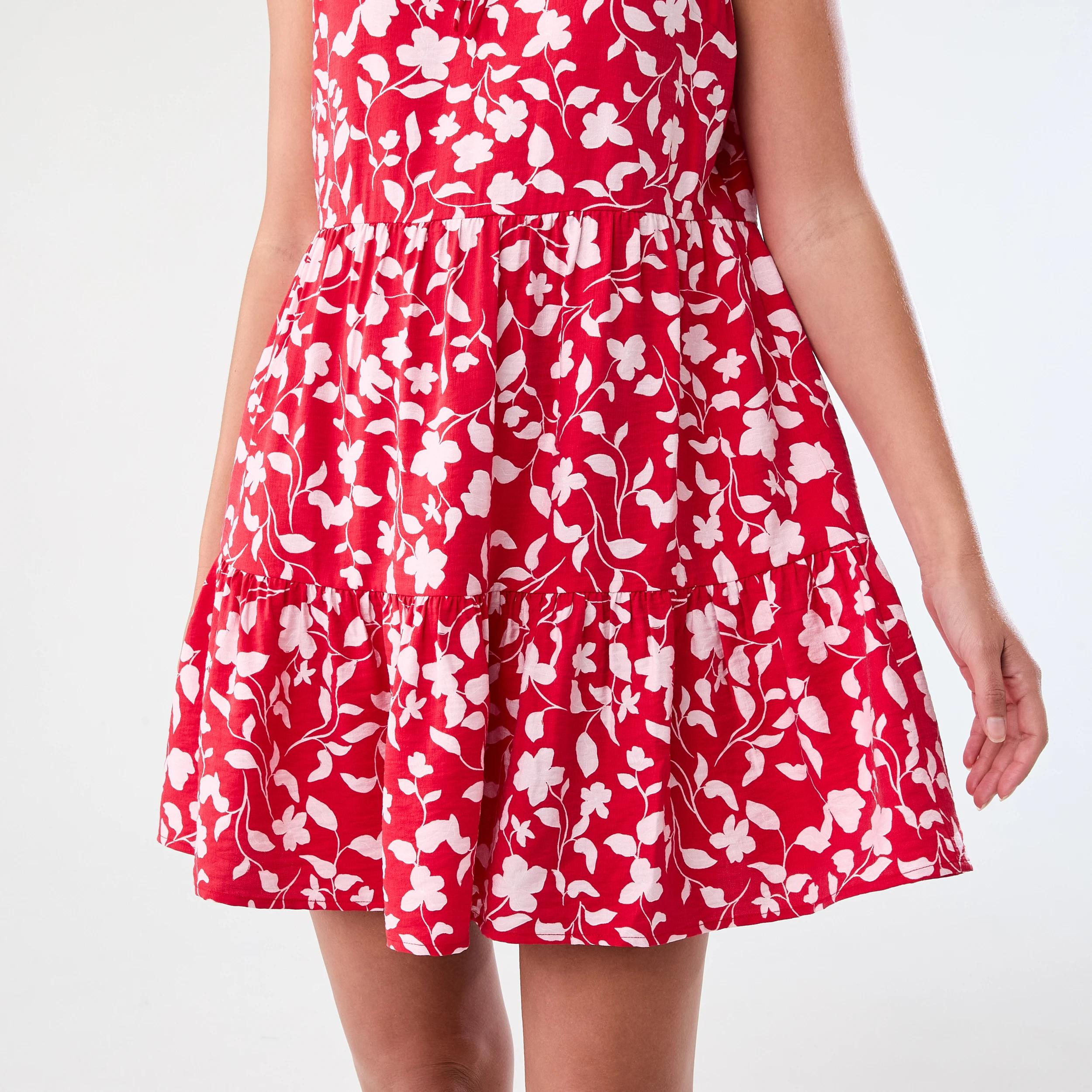 7 Sleeveless Frill Tiered Mini Dress Red Flrl, 7 of 8