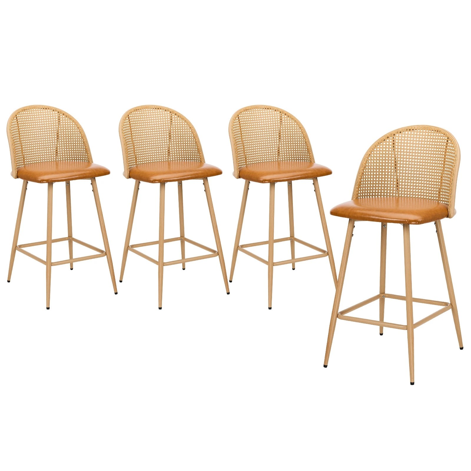 1 Oikiture Bar Stools Kitchen Counter Stool Rattan Dining Chair Pu Brown X4
 - Brown, 1 of 10