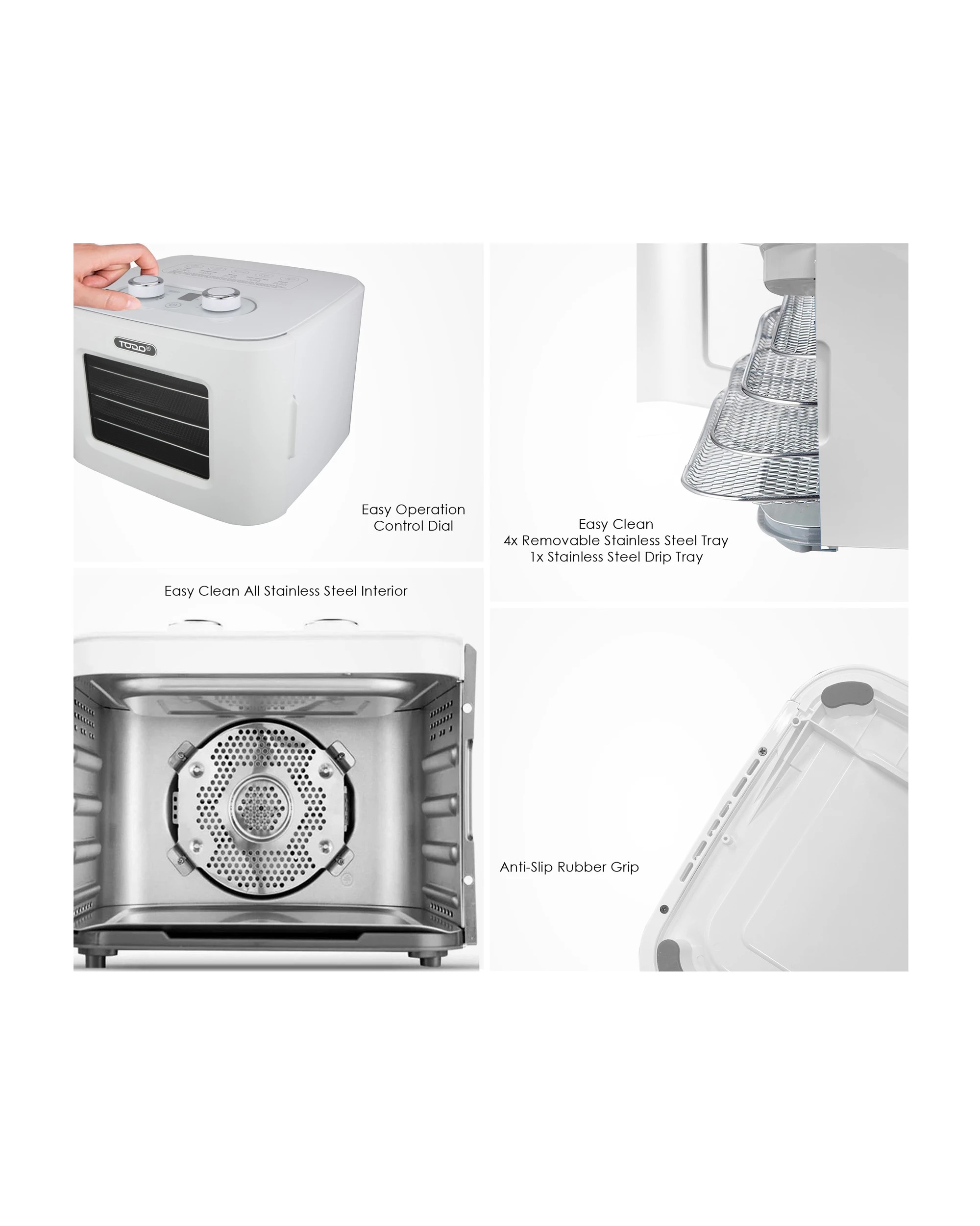 6 TODO 400W Food Dehydrator Stainless Steel Interior Preserve Yogurt Fruit Dryer Jerky Maker - White, 6 of 6