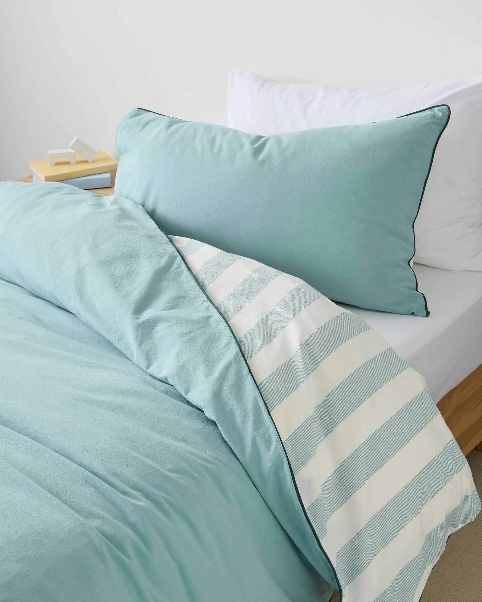 4 Arlo Stonewash Stripe Kids Quilt Cover Set - Double Bed - Blue, 4 of 6