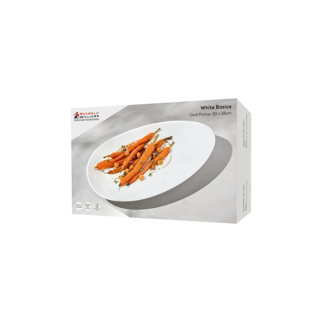 3 Maxwell & Williams Basics Oval Platter Durable Porcelain 30x18cm Serveware
 - White, 3 of 3