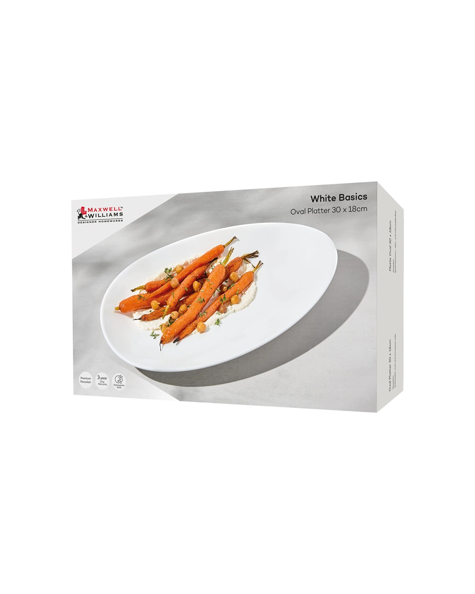 3 Maxwell & Williams Basics Oval Platter Durable Porcelain 30x18cm Serveware
 - White, 3 of 3