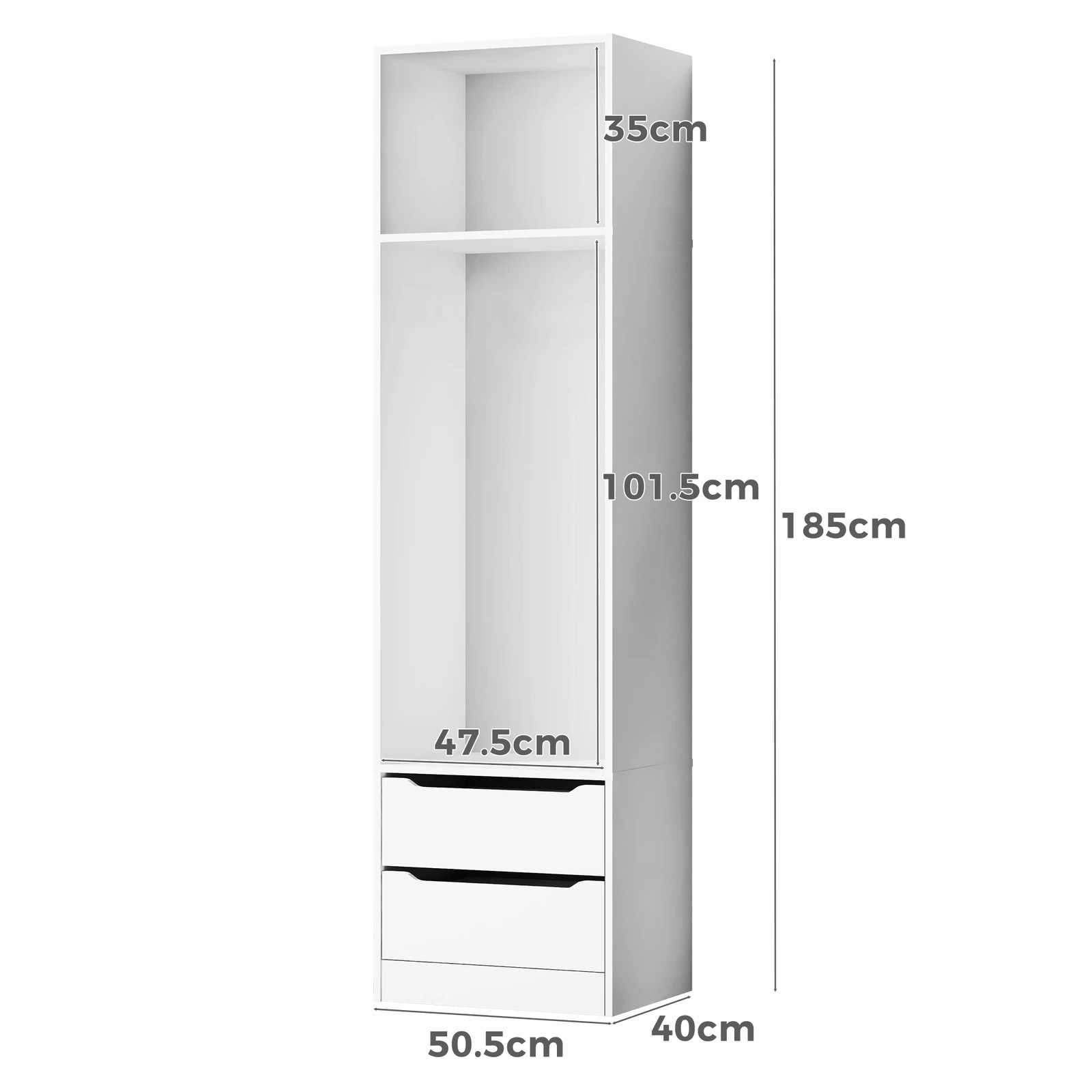 7 Alfordson Chest of 2 Drawers Office Storage Cabinet Tallboy Bedroom - White, 7 of 10