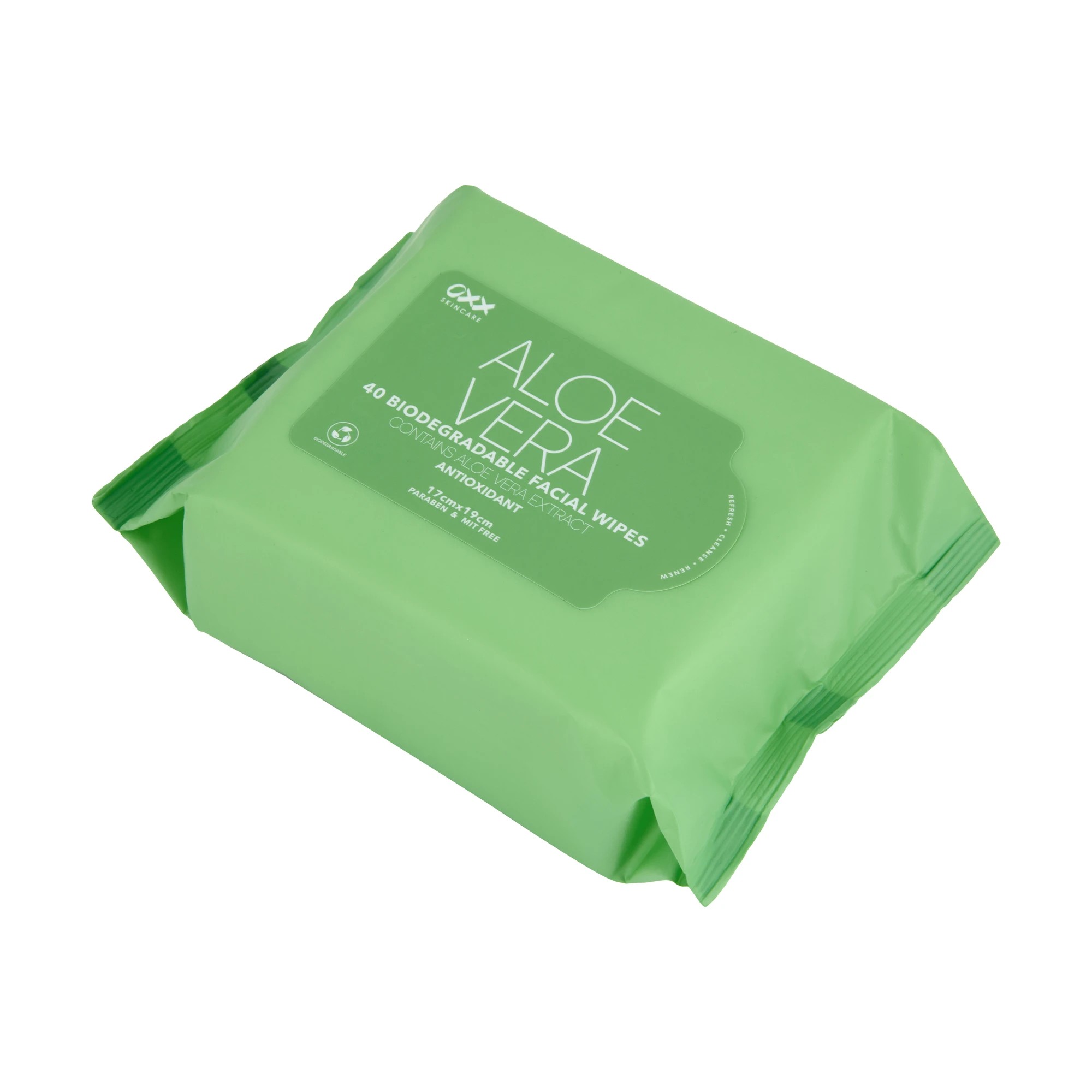 2 OXX Skincare 40 Pack Biodegradable Antioxidant Facial Wipes - Aloe Vera, 2 of 4