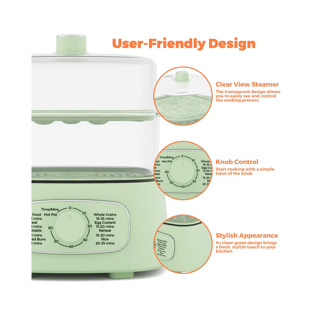 5 Advwin Electric Food Steamer, 12l Electric Steamer Pot With 2 Removable Steamer Trays, 5 of 7