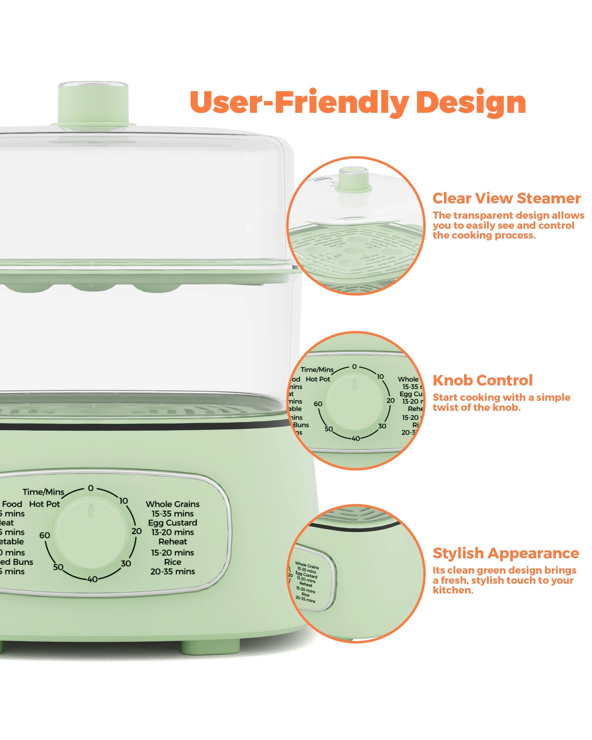 5 Advwin Electric Food Steamer, 12l Electric Steamer Pot With 2 Removable Steamer Trays, 5 of 7