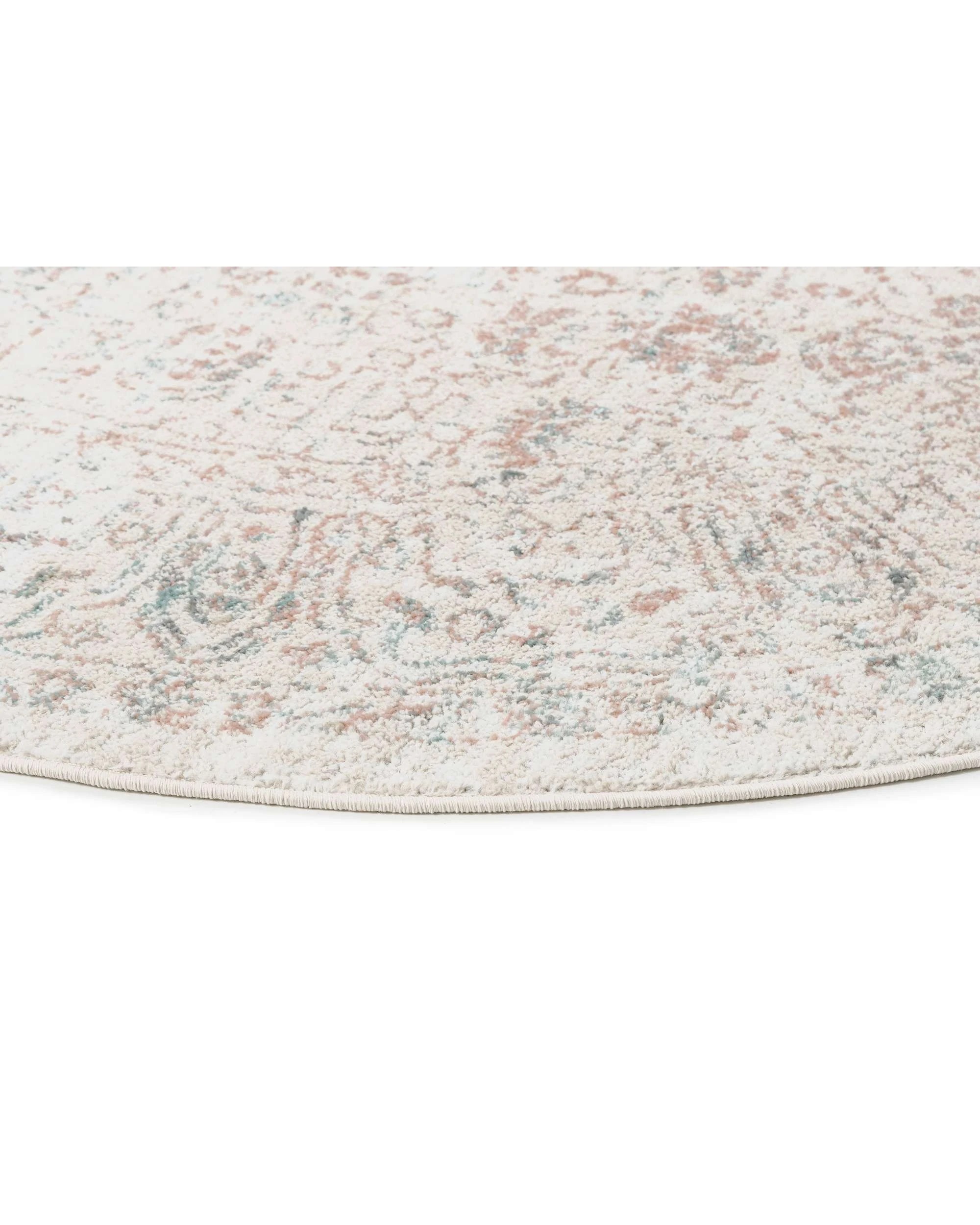 3 Loopsie Rye Traditional Floral Round Rug-200cm x 200cm - White, 3 of 5