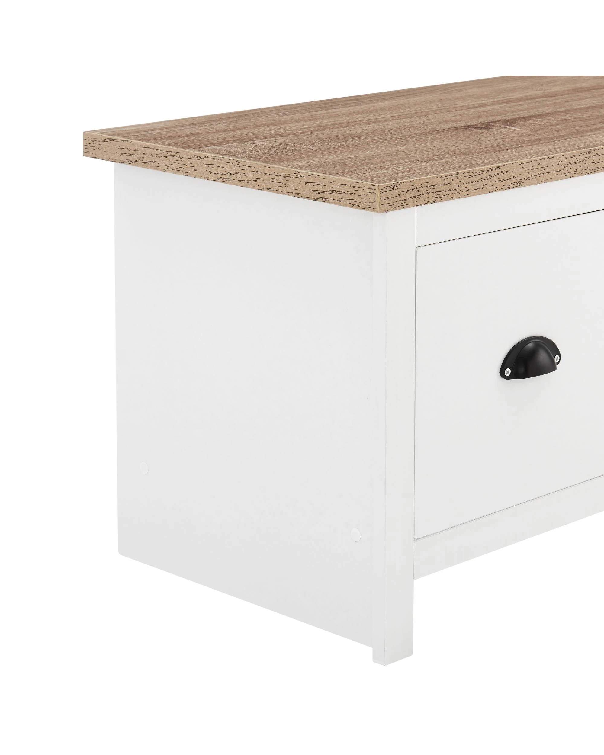 4 Kodu Entertainment Hamptons Unit TV Cabinet TV Stand 120cm 2 Drawers White and Oak, 4 of 6