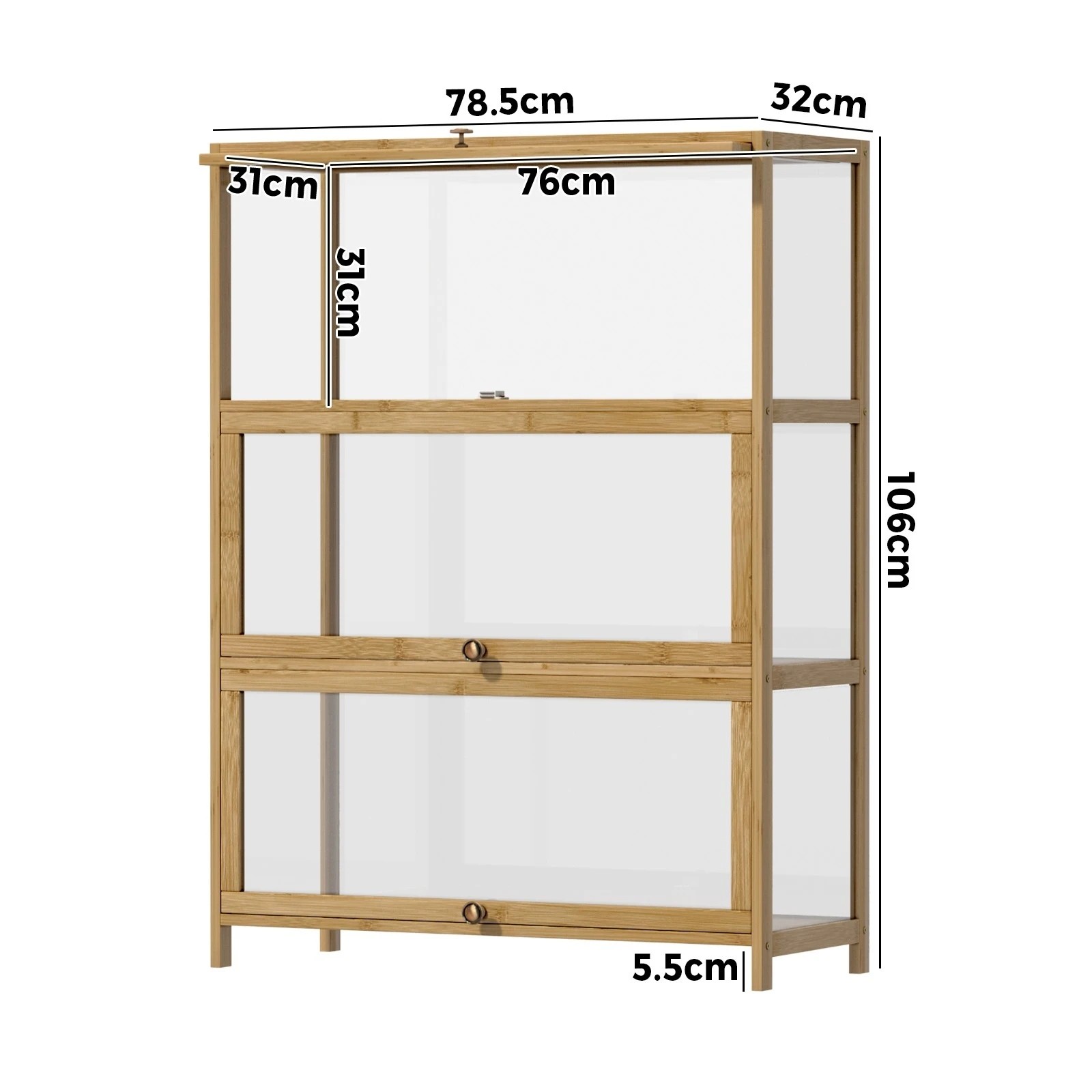 8 Oikiture Display Cabinet Storage 3-tier Shelves Clear Bookcase Stand Rack
 - Natural, 8 of 9