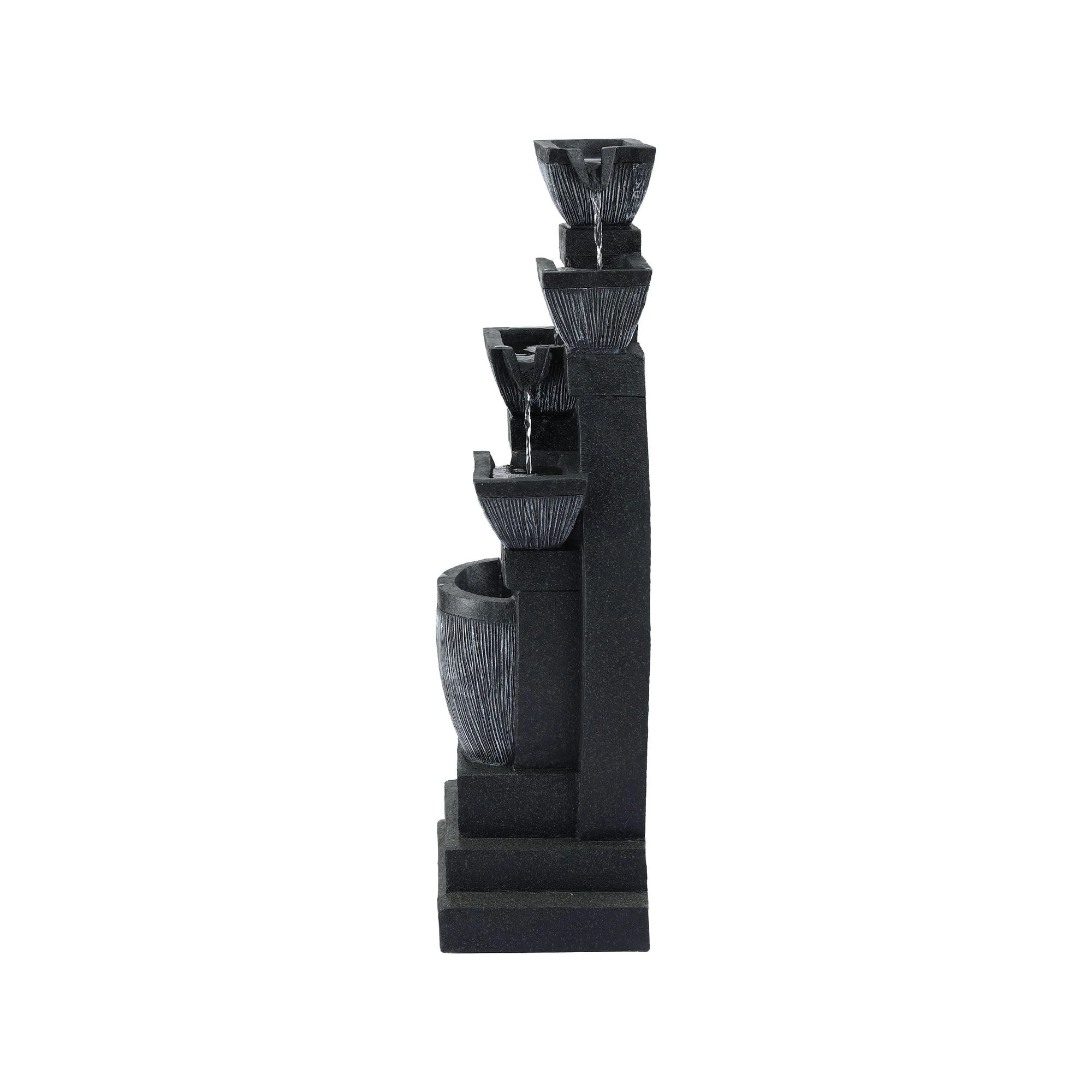 1 Gardeon Solar Fountain Water Feature Outdoor Fountain Indoor 5-Tier Bowl Cascading - Black, 1 of 7