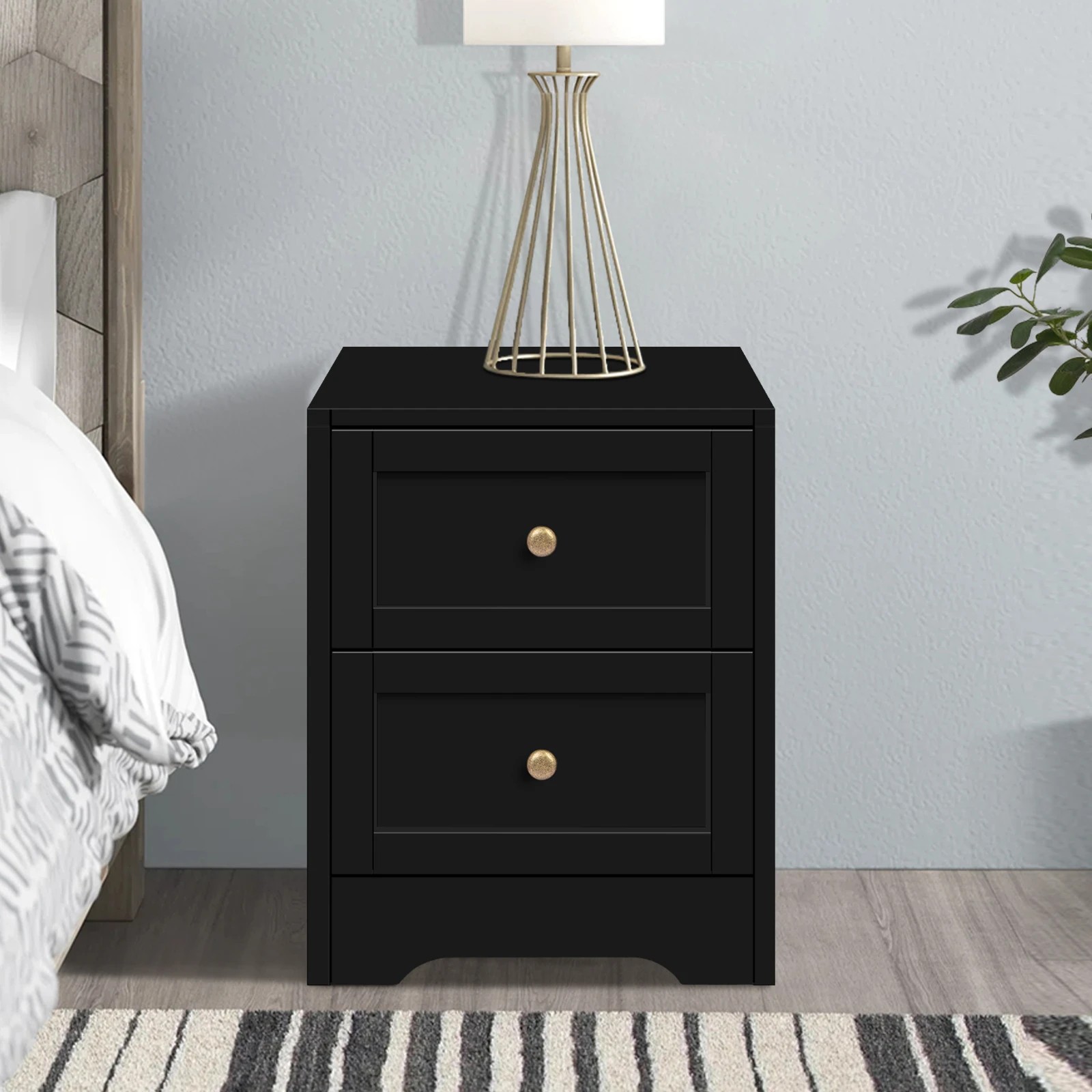 9 Alfordson 6 Chest of Drawers 2x Bedside Table Hamptons Bedroom Storage - Black, 9 of 10