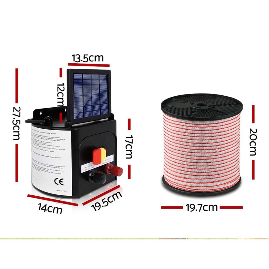 2 Giantz Fence Energiser 5KM Solar Powered Electric 400M Poly Tape Insulator - Multi, 2 of 4