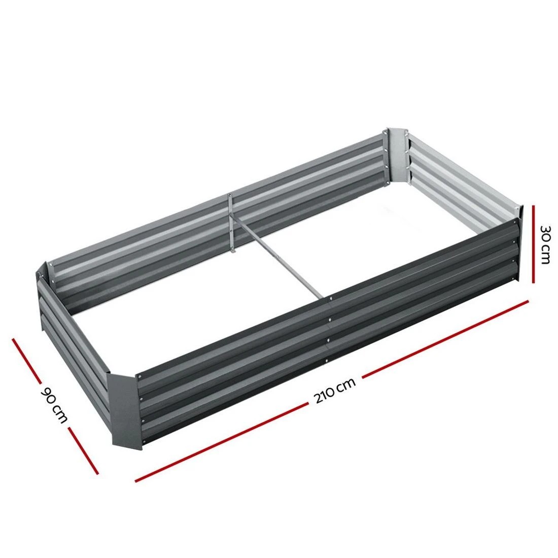 2 Green Fingers Garden Bed 210x90cm Planter Box Raised Container Galvanised Steel - Grey, 2 of 7