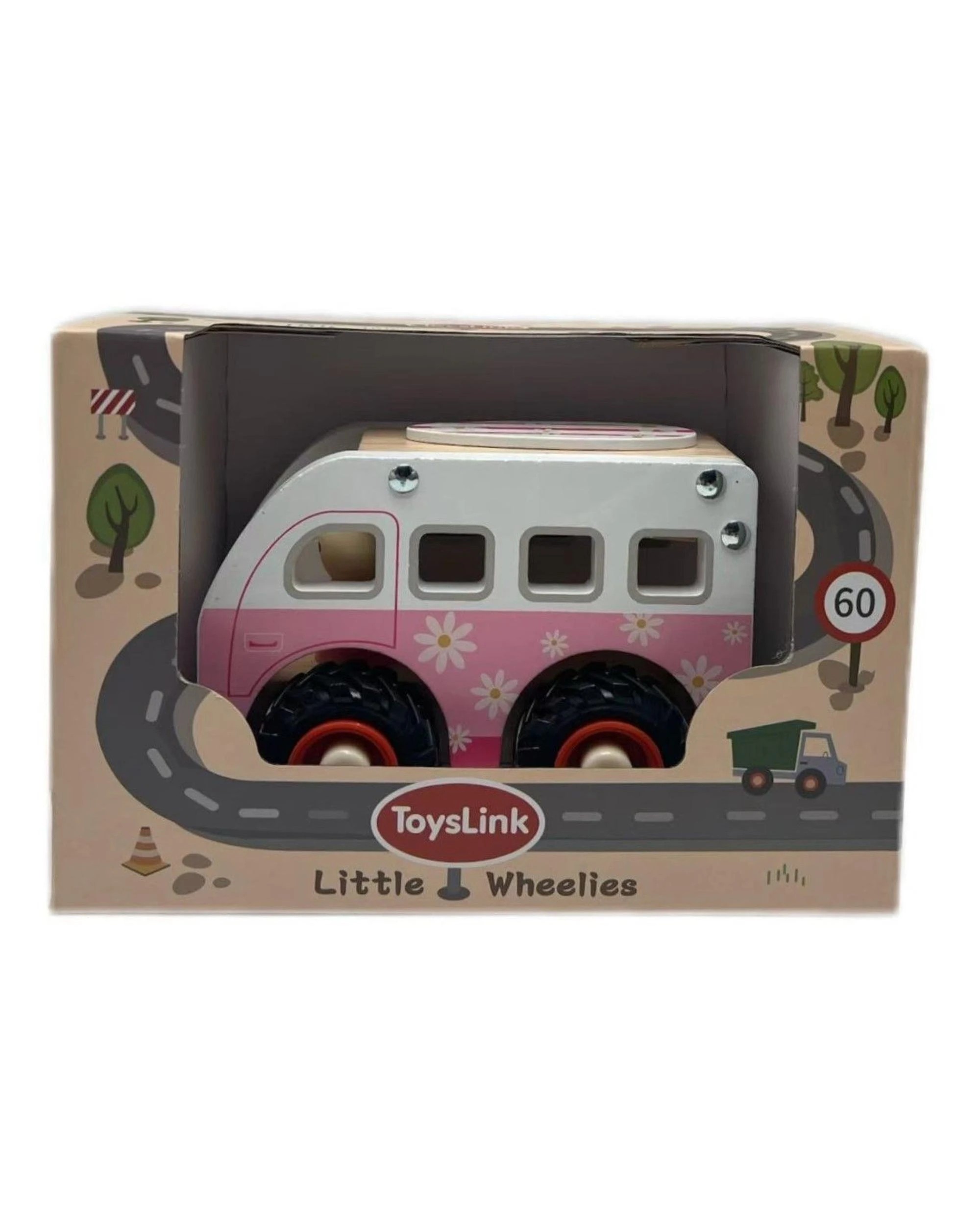 1 Toyslink Wooden Wheelie Pink Kombi Toy Vehicle, 1 of 4